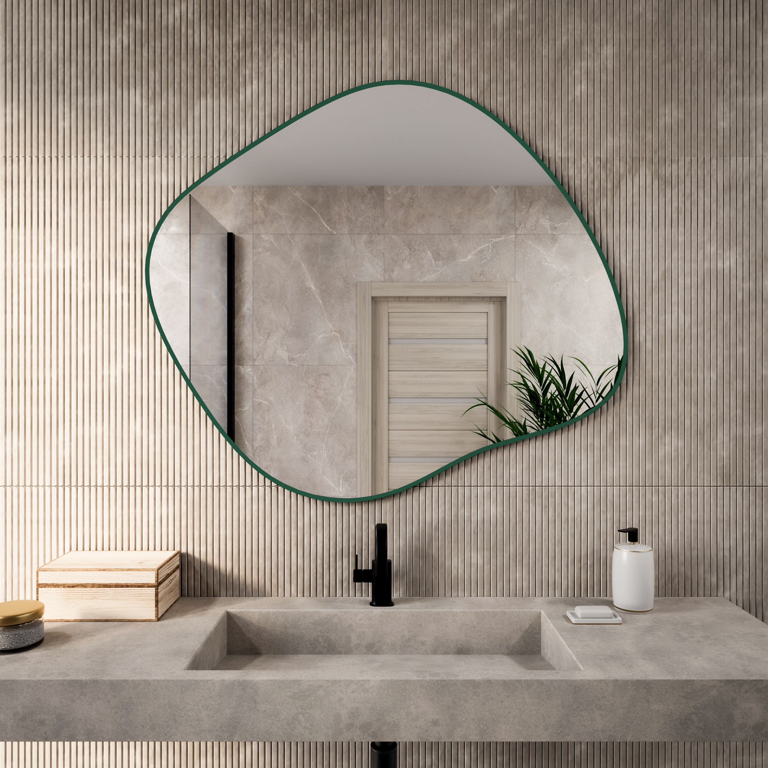 Baltica Design Tiny Border Stain III Spiegel 90x77 cm grün 5904107931944