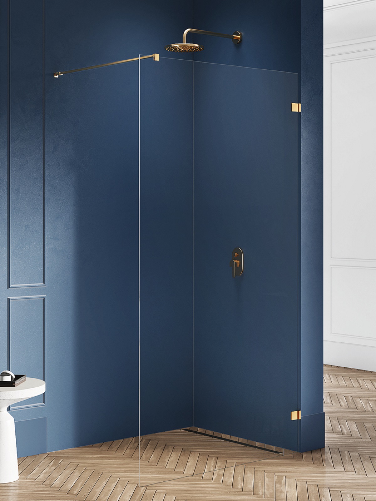 New Trendy Avexa Gold Brushed Walk-In Duschwand 60 cm gold gebürstet/durchsichtiges Glas EXK-7011