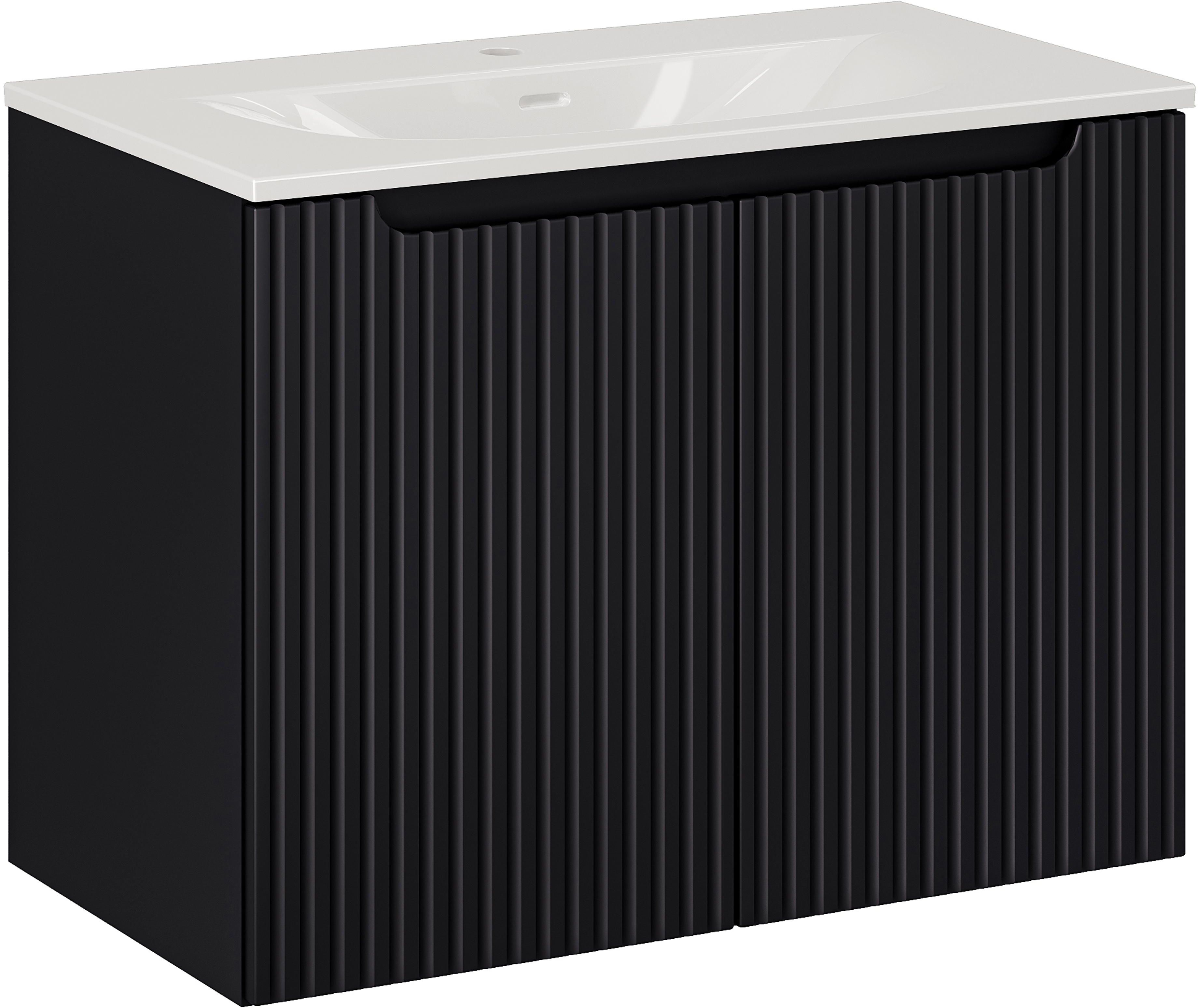 Set Badschrank Comad Nova Black NOVA BLACK D2 82-80-2D, Waschbecken Comad Sky 3 SKY 3 80CM DP (E-8099-3-80)