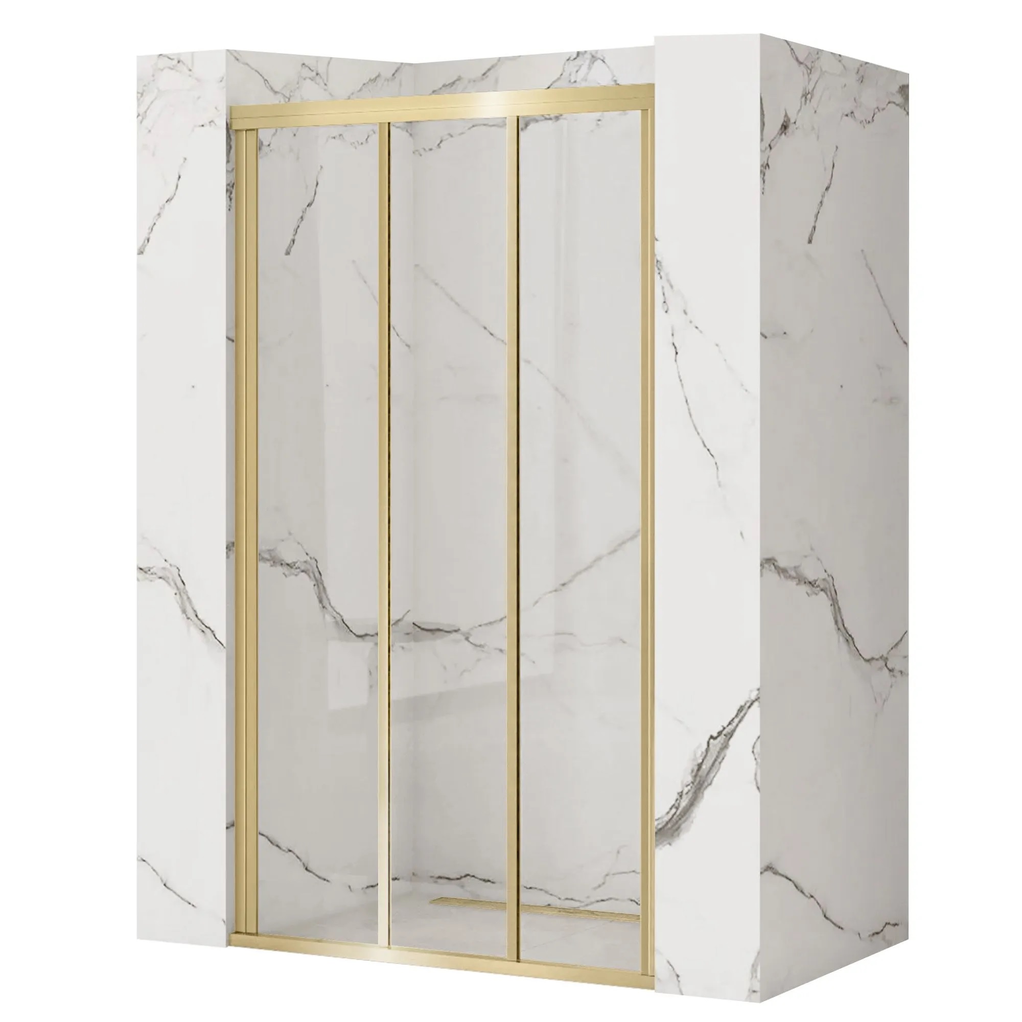 Rea Alex Duschtüren 120 cm Schiebe- gold gebürstet/durchsichtiges Glas REA-K2501