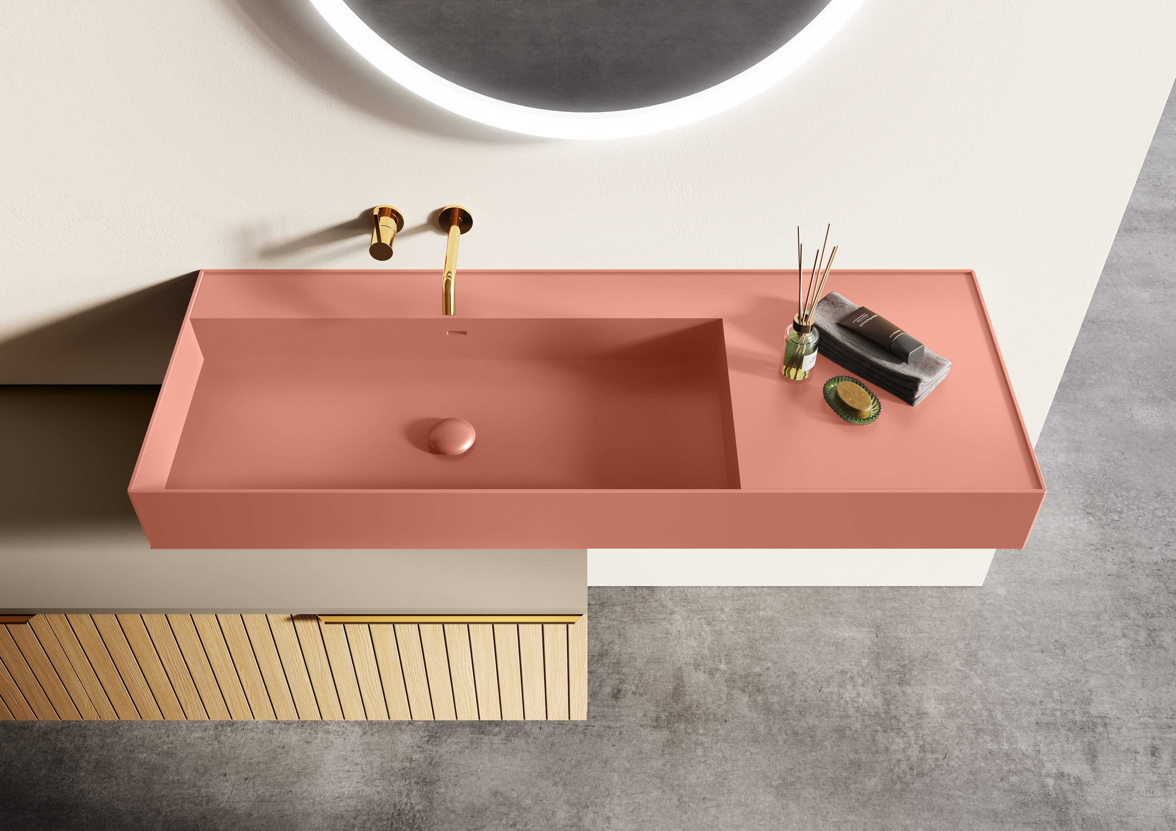 Elita Level Waschbecken 120.5x45.5 cm rechteckig Klassisch rosa matte RE041461196600