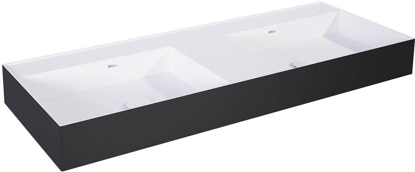 Elita Level Waschbecken 120.5x45.5 cm rechteckig Klassisch-Doppelt weiß-schwarz matte RE041461246030