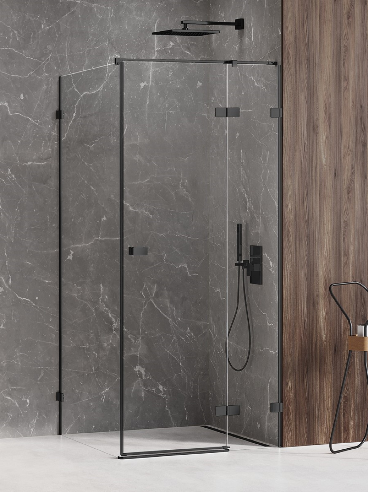 New Trendy Avexa Black Duschkabine 90x70 cm rechteckig schwarz Matte/durchsichtiges Glas EXK-1573