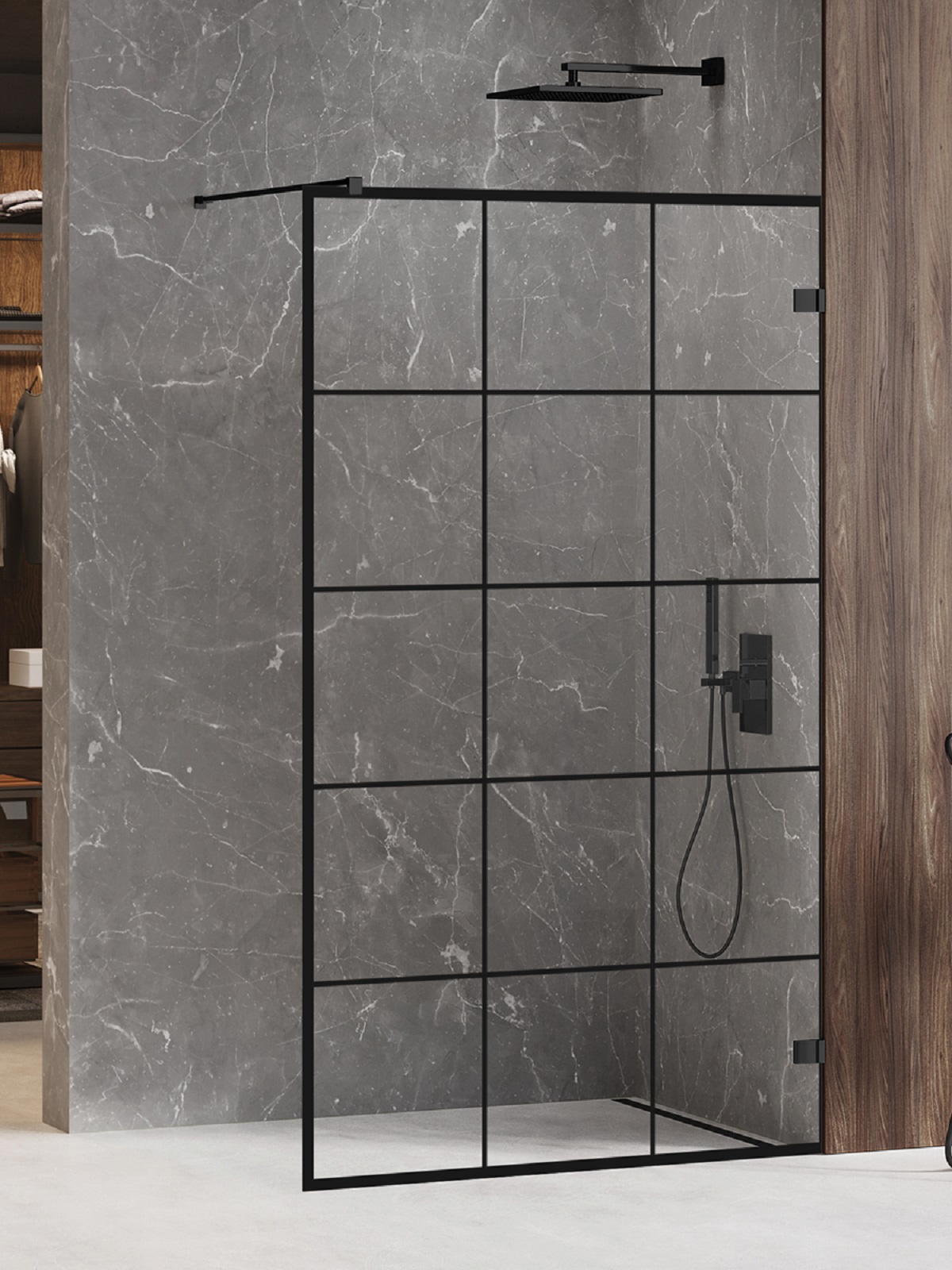 New Trendy Avexa Black Walk-In Duschwand 100 cm schwarz Matte/durchsichtiges Glas EXK-2023