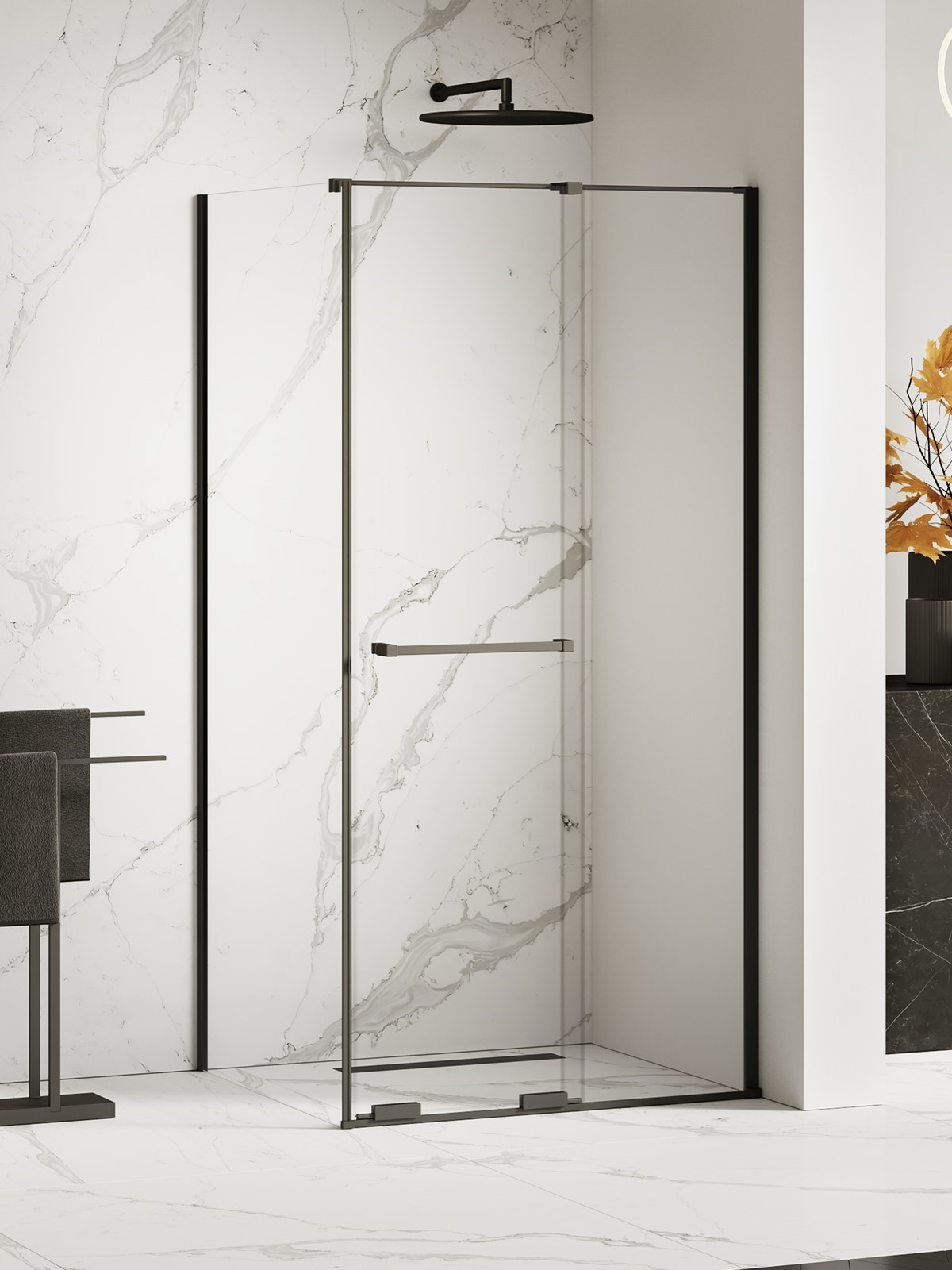 New Trendy Smart Black dusche 130x120 cm rechteckig schwarz Matte/durchsichtiges Glas EXK-6658