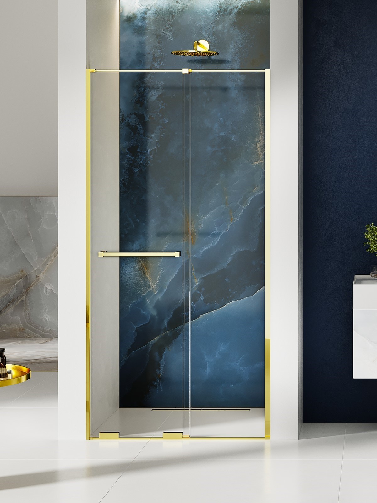 New Trendy Smart Light Gold Duschtüren 120 cm Schiebe- gold Glanz/durchsichtiges Glas EXK-6685