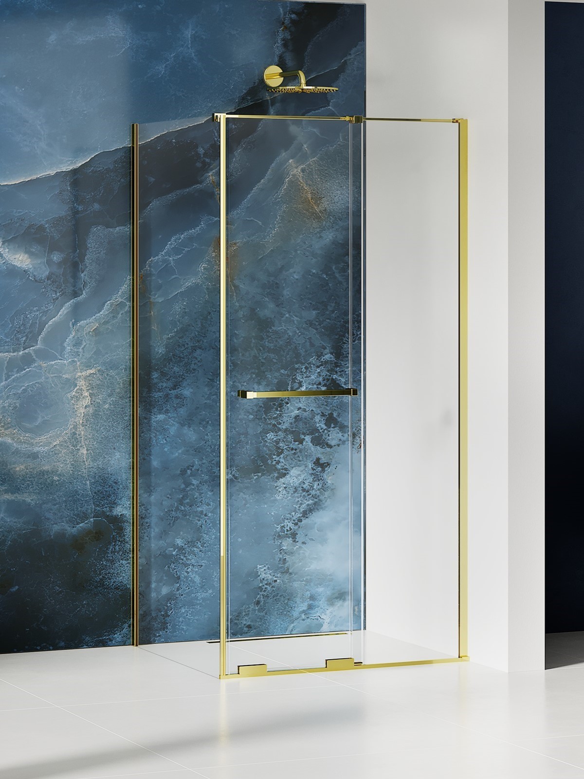 New Trendy Smart Light Gold Duschkabine 120x80 cm rechteckig gold Glanz/durchsichtiges Glas EXK-6702