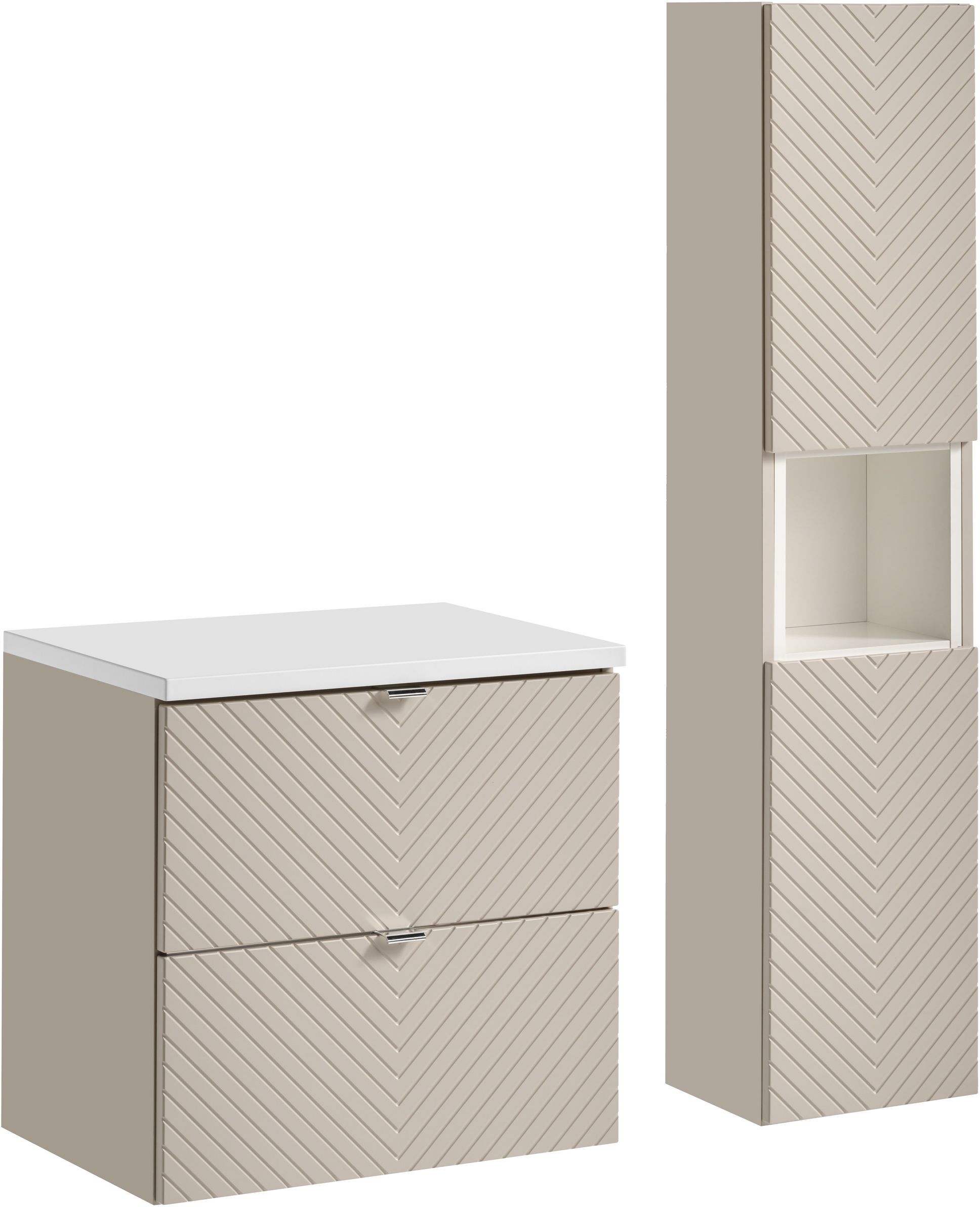 Set Badschrank Comad Viva Cashmere VIVA CASHMERE 82-60-2S, Badschrank Comad Viva Cashmere VIVA CASHMERE 80-03-2D, NOVA WHITE 89-60