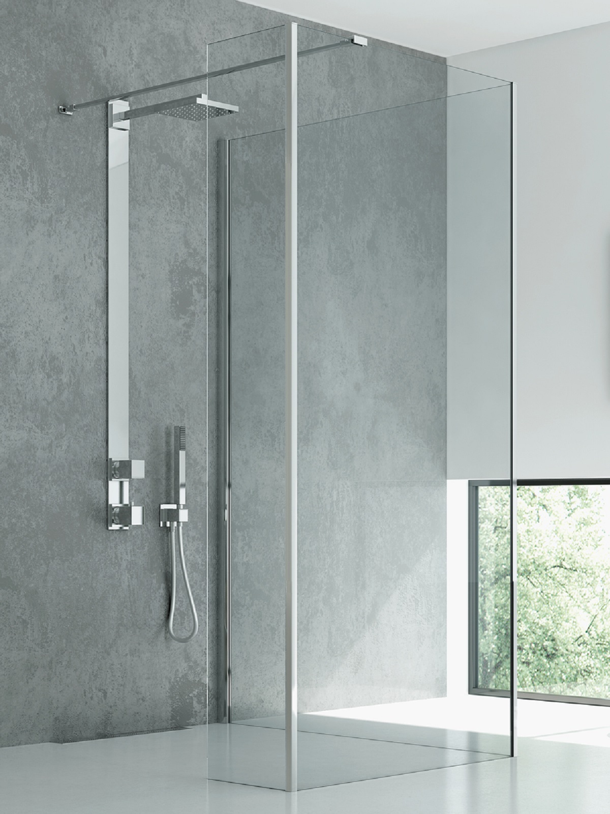 New Trendy New Modus begehbare duschwand 130 cm chrom Glanz/durchsichtiges Glas EXK-5487