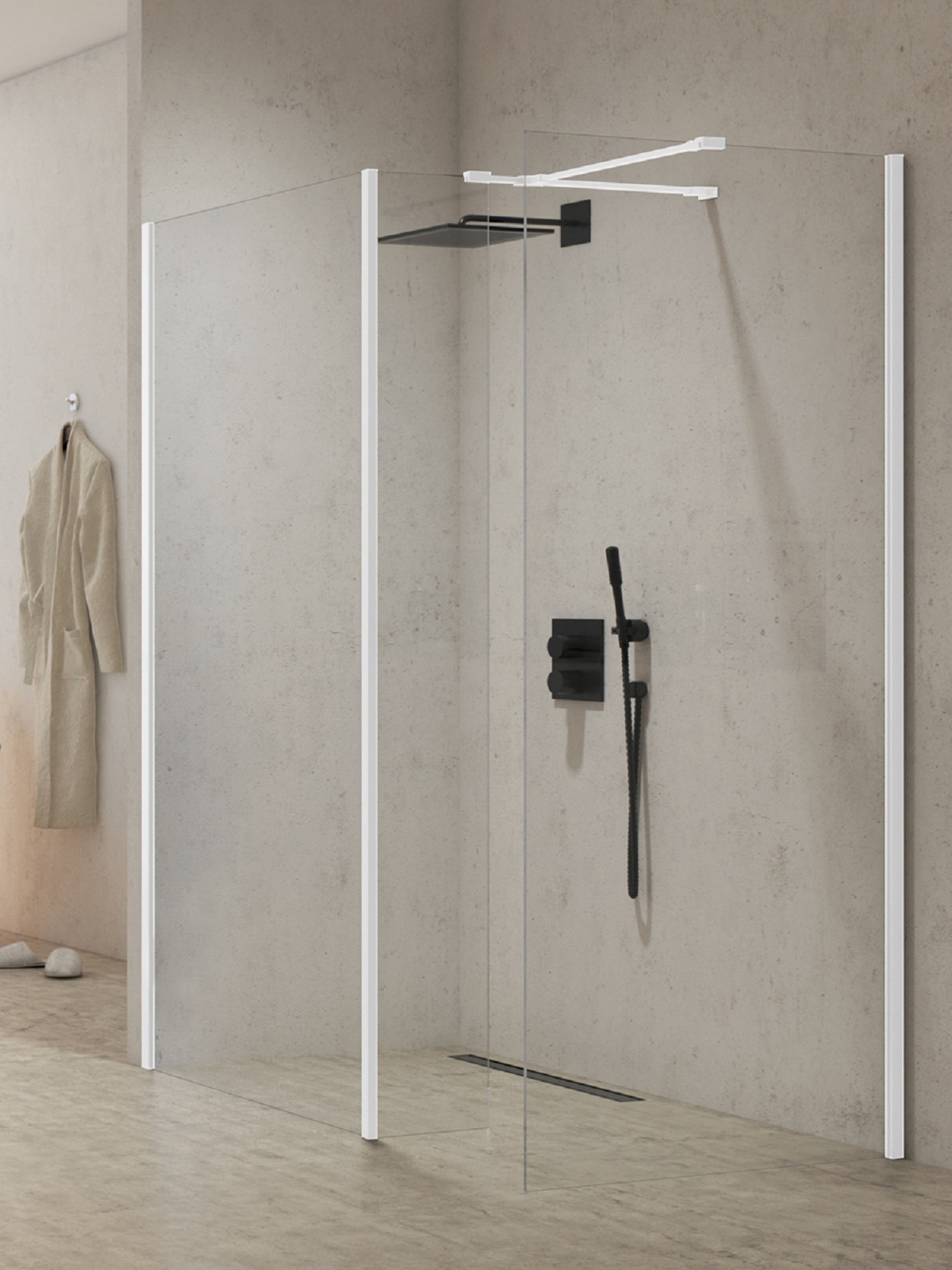 New Trendy New Modus White Walk-In Duschwand 100 cm weiß Matte/durchsichtiges Glas EXK-6985