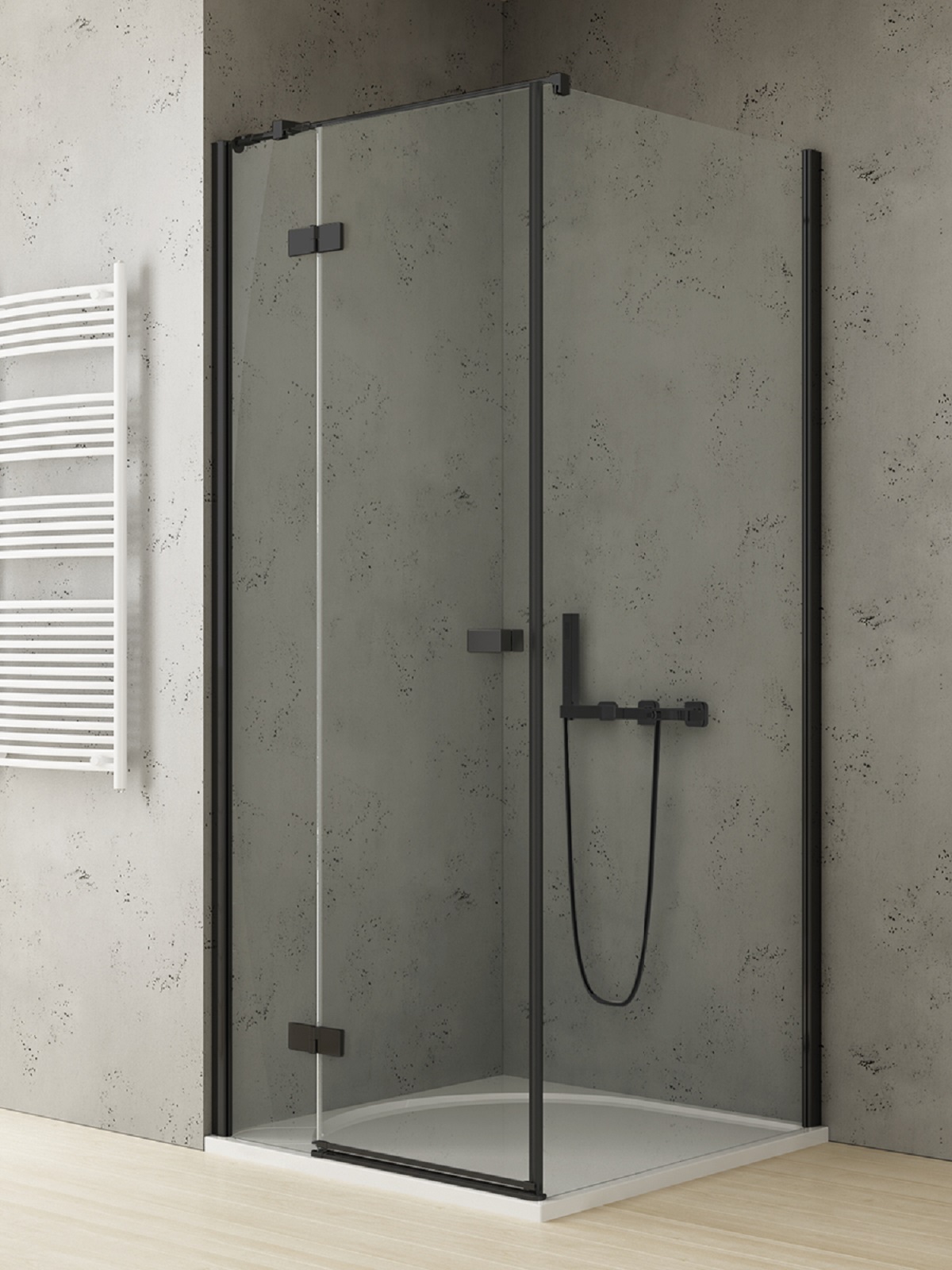 New Trendy Reflexa Black Duschkabine 110x100 cm rechteckig schwarz Matte/durchsichtiges Glas EXK-4954