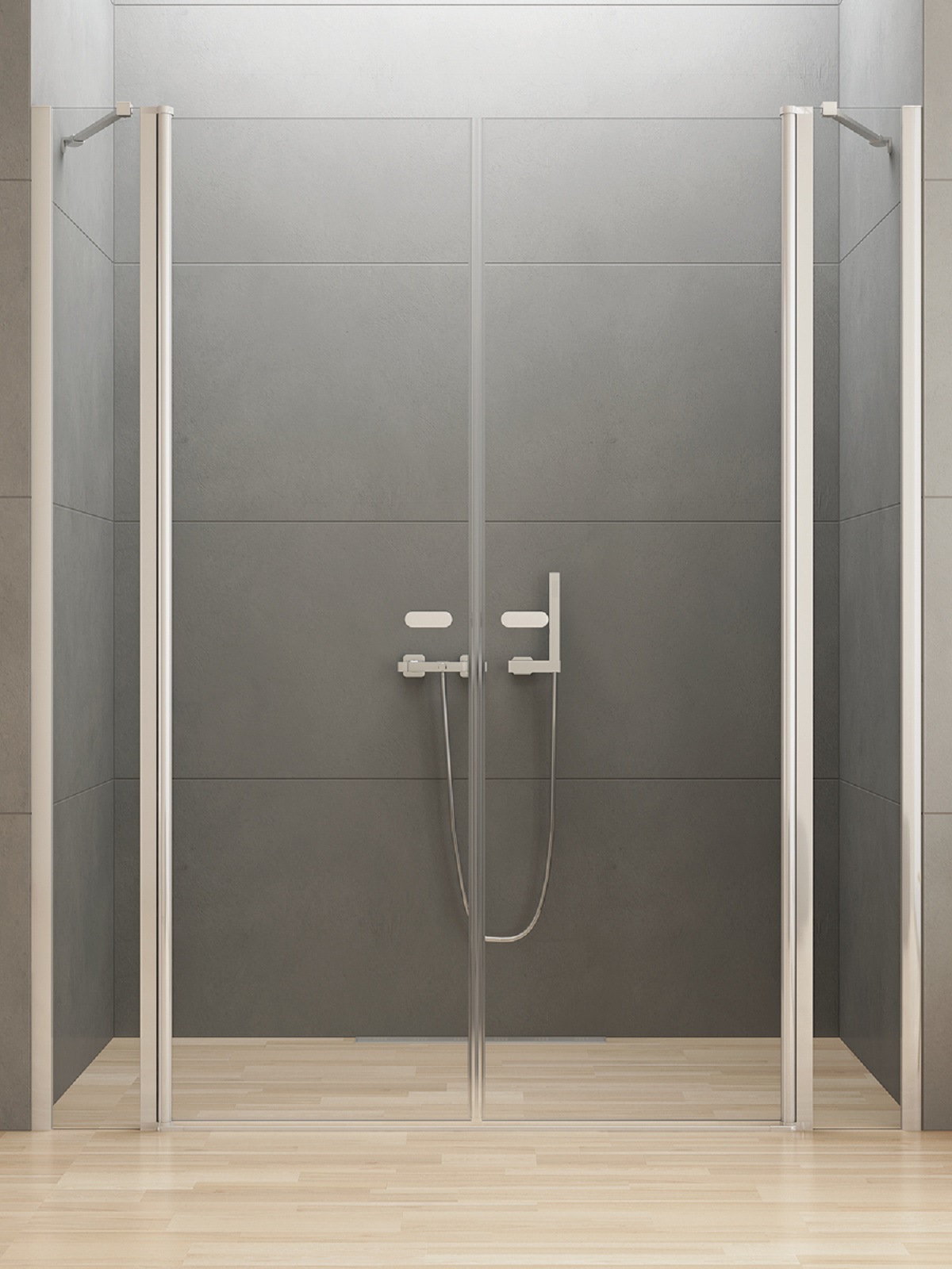 New Trendy New Soleo Duschtüren 140 cm aufklappbar chrom Glanz/durchsichtiges Glas D-0265A