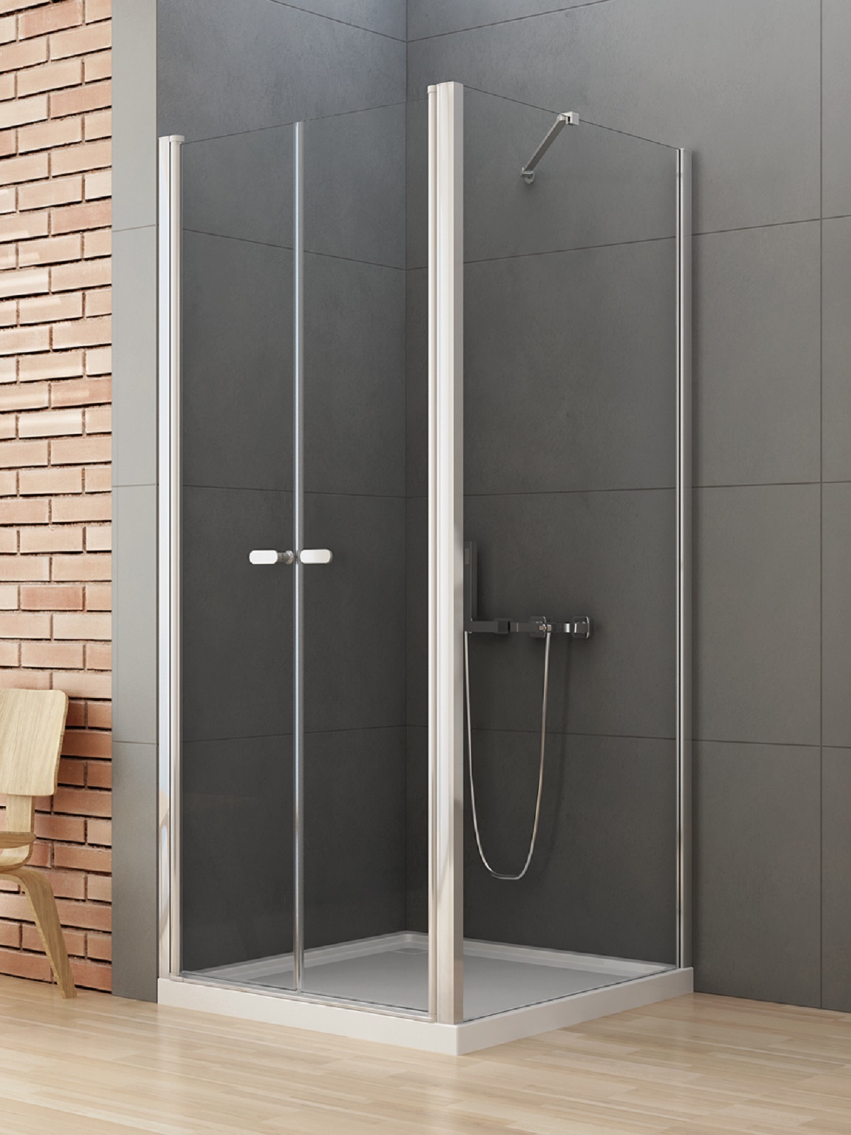 New Trendy New Soleo Duschkabine 80x80 cm quadratisch chrom Glanz/durchsichtiges Glas D-0144A/D-0091B