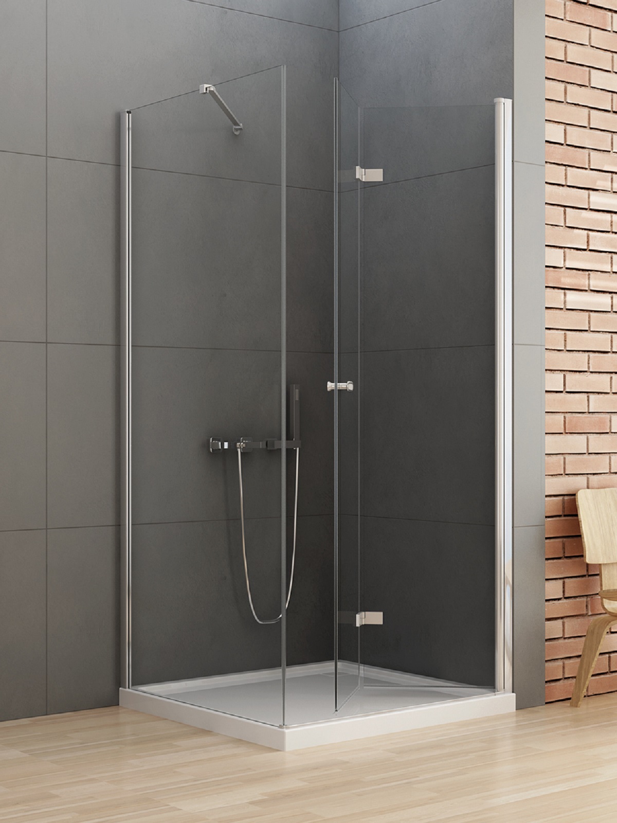 New Trendy New Soleo Duschkabine 90x90 cm quadratisch chrom Glanz/durchsichtiges Glas D-0153A/D-0088B