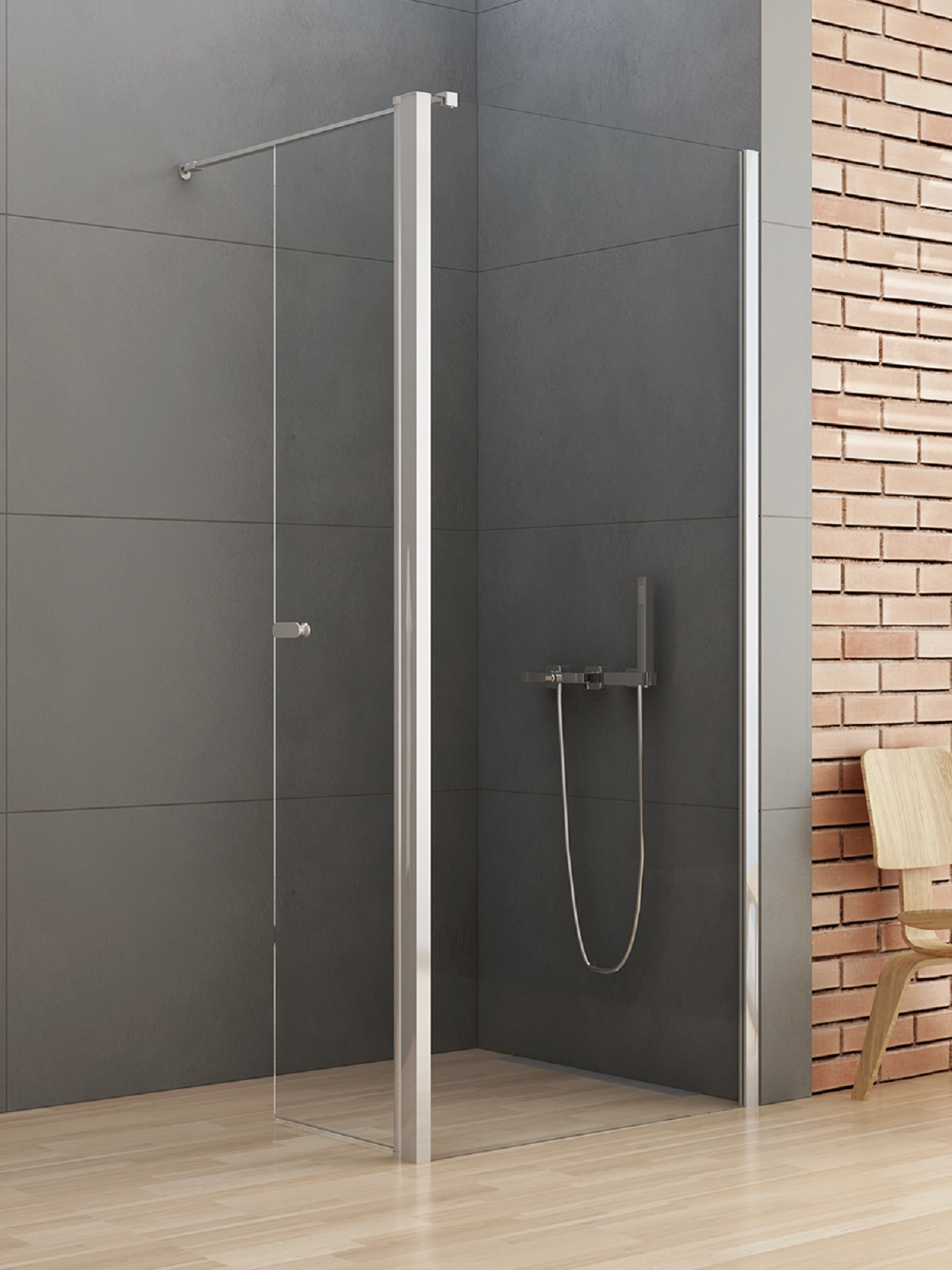 New Trendy New Soleo Walk-In Duschwand 50 cm chrom Glanz/durchsichtiges Glas K-0754