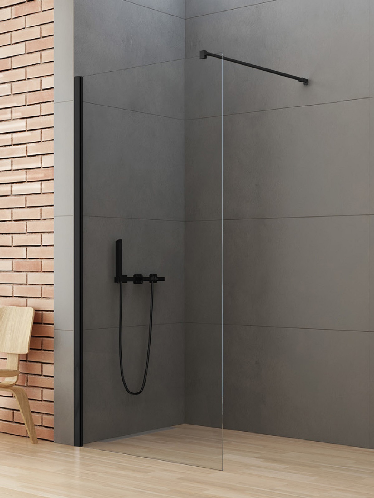 New Trendy New Soleo Black Walk-In Duschwand 70 cm schwarz Matte/durchsichtiges Glas K-0767-WP