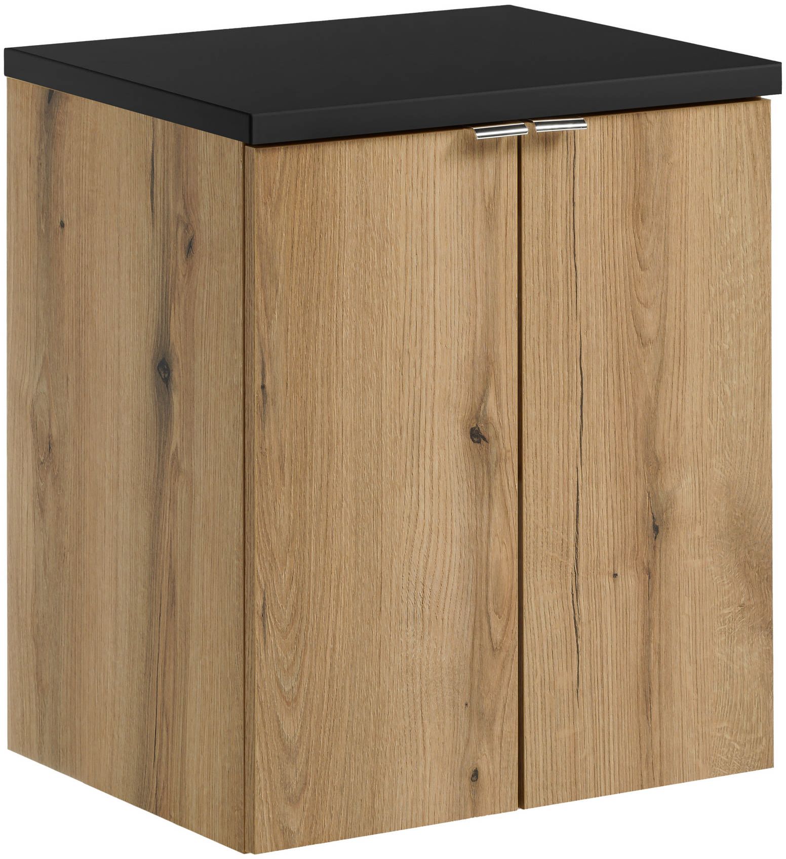 Set Badschrank Comad Nova Oak NOVA OAK A 82-50-2D, Waschtischplatte Comad Nova Black NOVA BLACK B 89-50