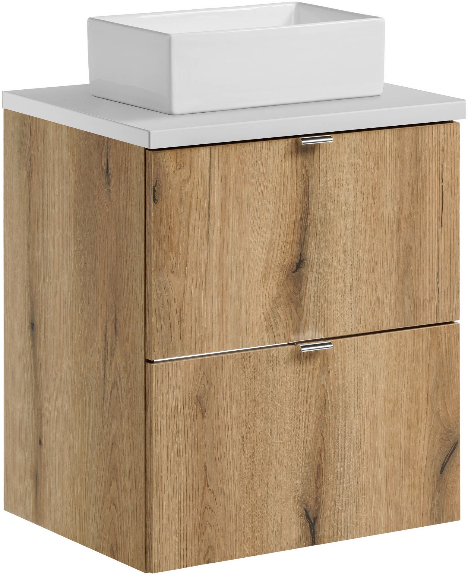 Set Unterschrank Comad Nova Oak NOVA OAK A 82-50-2S, Waschbecken Comad Gaja UN-GAJA35-SW 78570A(35), NOVA WHITE 89-50