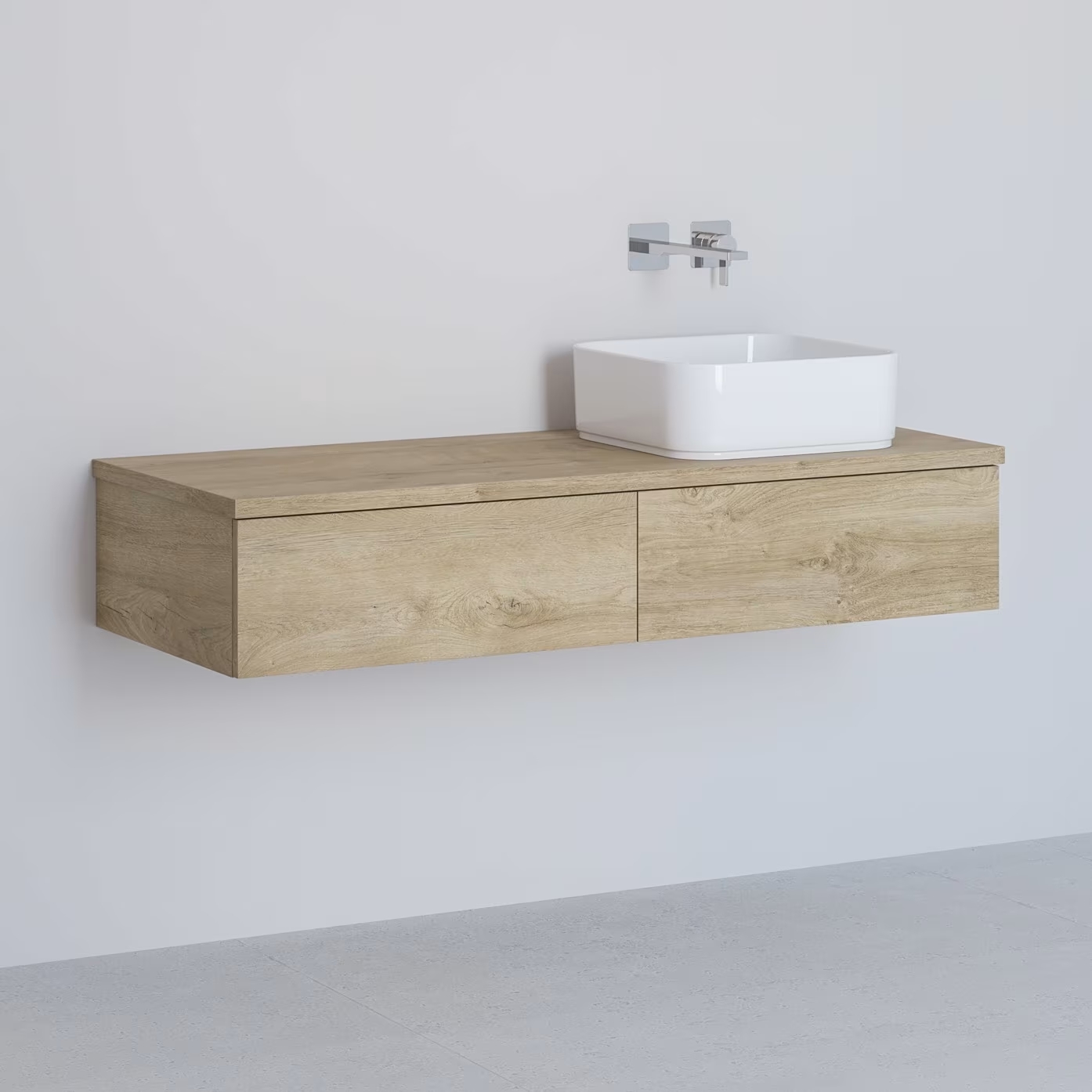 Kronenbach Cube Schrank mit Arbeitsplatte 121x48.7x23.5 cm Unterschrank hängend eiche KBWTKOWTL1212GH