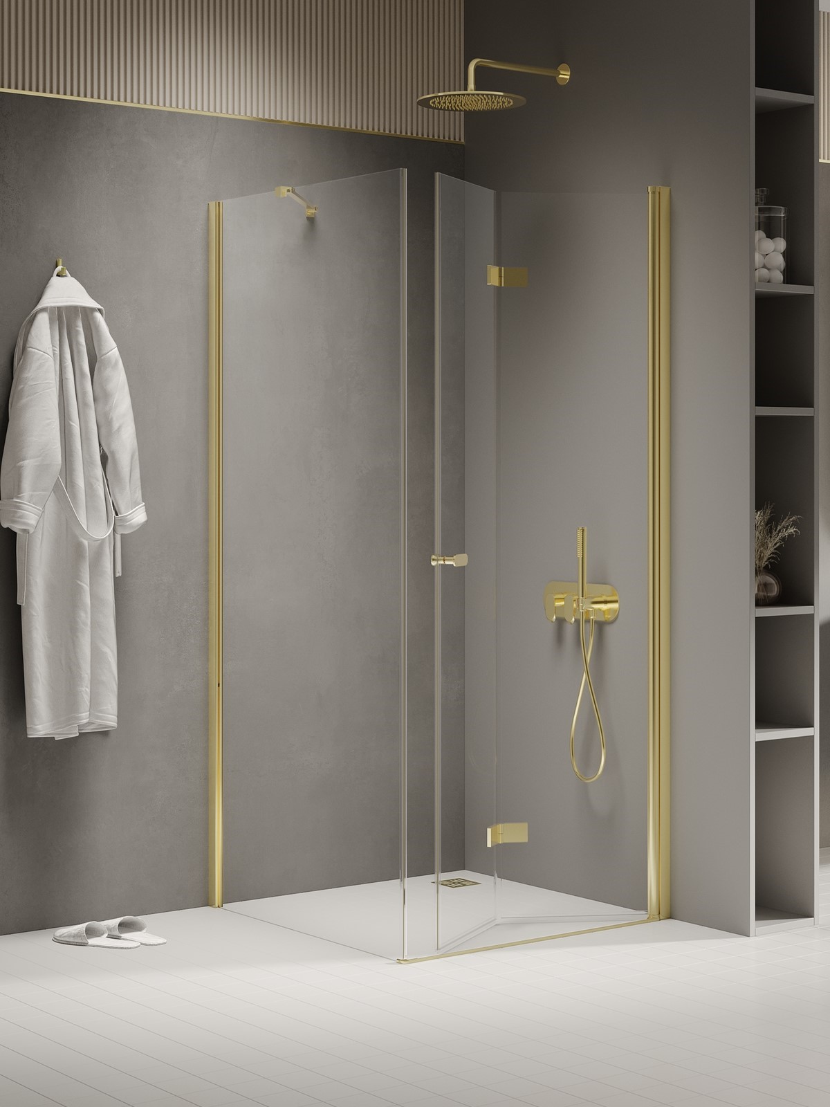 New Trendy New Soleo Light Gold Duschkabine 120x90 cm rechteckig gold Glanz/durchsichtiges Glas K-1936
