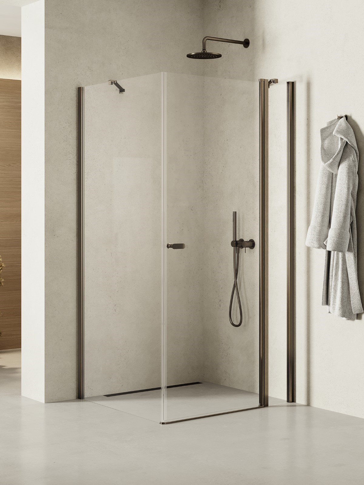 New Trendy New Soleo Gunmetal Brushed Duschkabine 120x90 cm rechteckig graphit gebürstet/durchsichtiges Glas K-2154