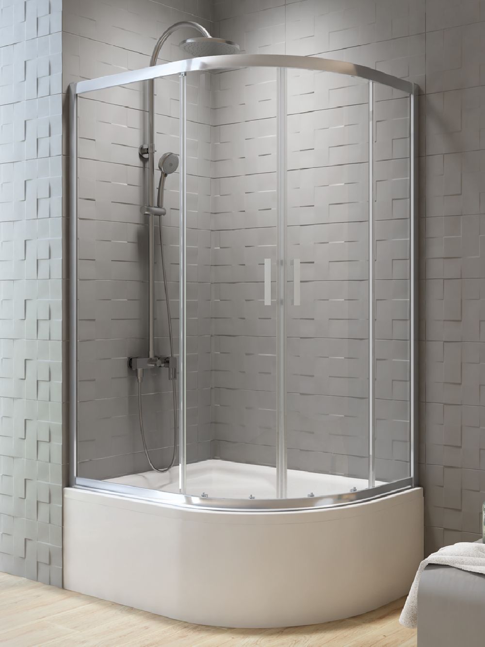 New Trendy Varia Duschkabine 120x85 cm chrom Glanz/durchsichtiges Glas K-0508