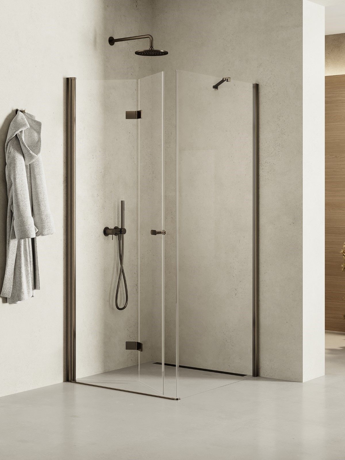 New Trendy New Soleo Gunmetal Brushed Duschkabine 80x70 cm rechteckig graphit gebürstet/durchsichtiges Glas K-2194