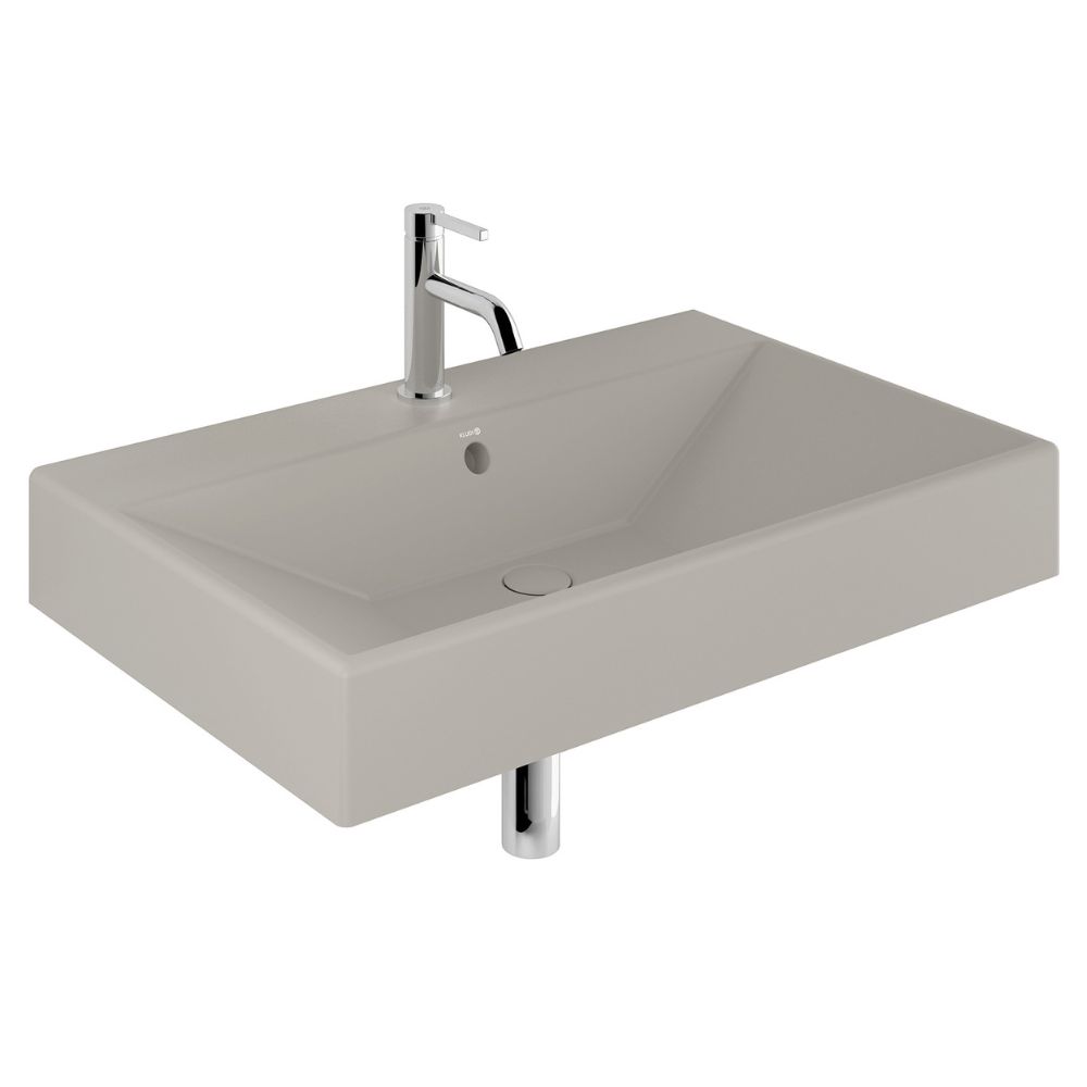 Kludi Resa Waschbecken mit Ablaufstopfen 81x50 cm rechteckig Möbel-Aufsatzwaschbecken braun/beige matte 59WW81O2