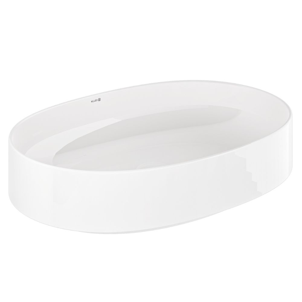 Kludi Resa O Waschbecken mit Ablaufstopfen 60x40 cm oval Aufsatzwaschbecken weiß glanz 58CW2043