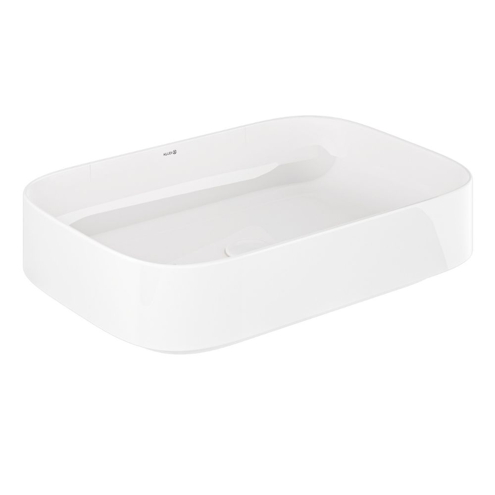 Kludi Resa S Waschbecken mit Ablaufstopfen 60x40 cm rechteckig Aufsatzwaschbecken weiß glanz 58CW4043