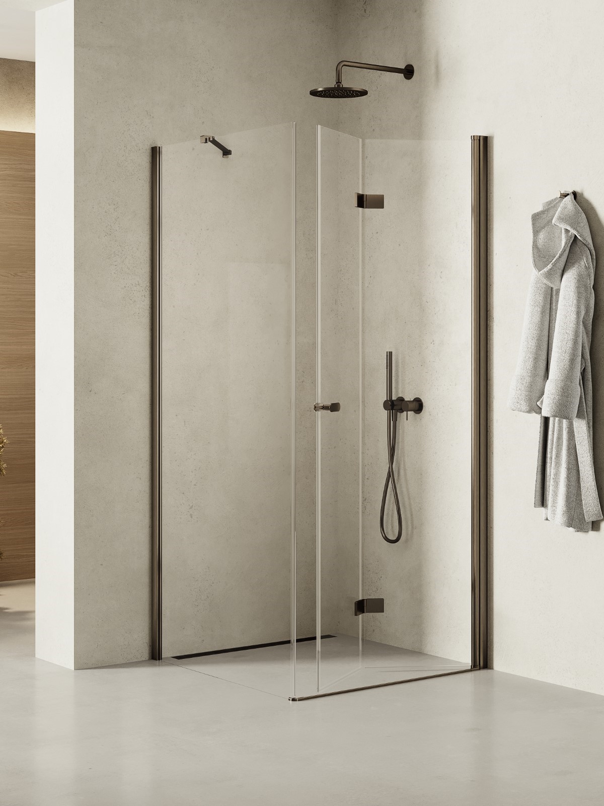 New Trendy New Soleo Gunmetal Brushed Duschkabine 100x70 cm rechteckig graphit gebürstet/durchsichtiges Glas K-2235