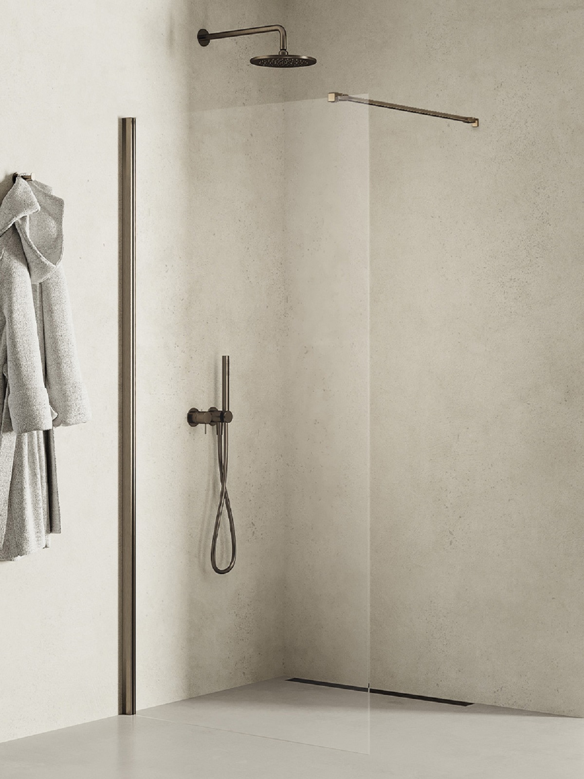 New Trendy New Soleo Gunmetal Brushed Walk-In Duschwand 50 cm graphit gebürstet/durchsichtiges Glas K-2257-WP