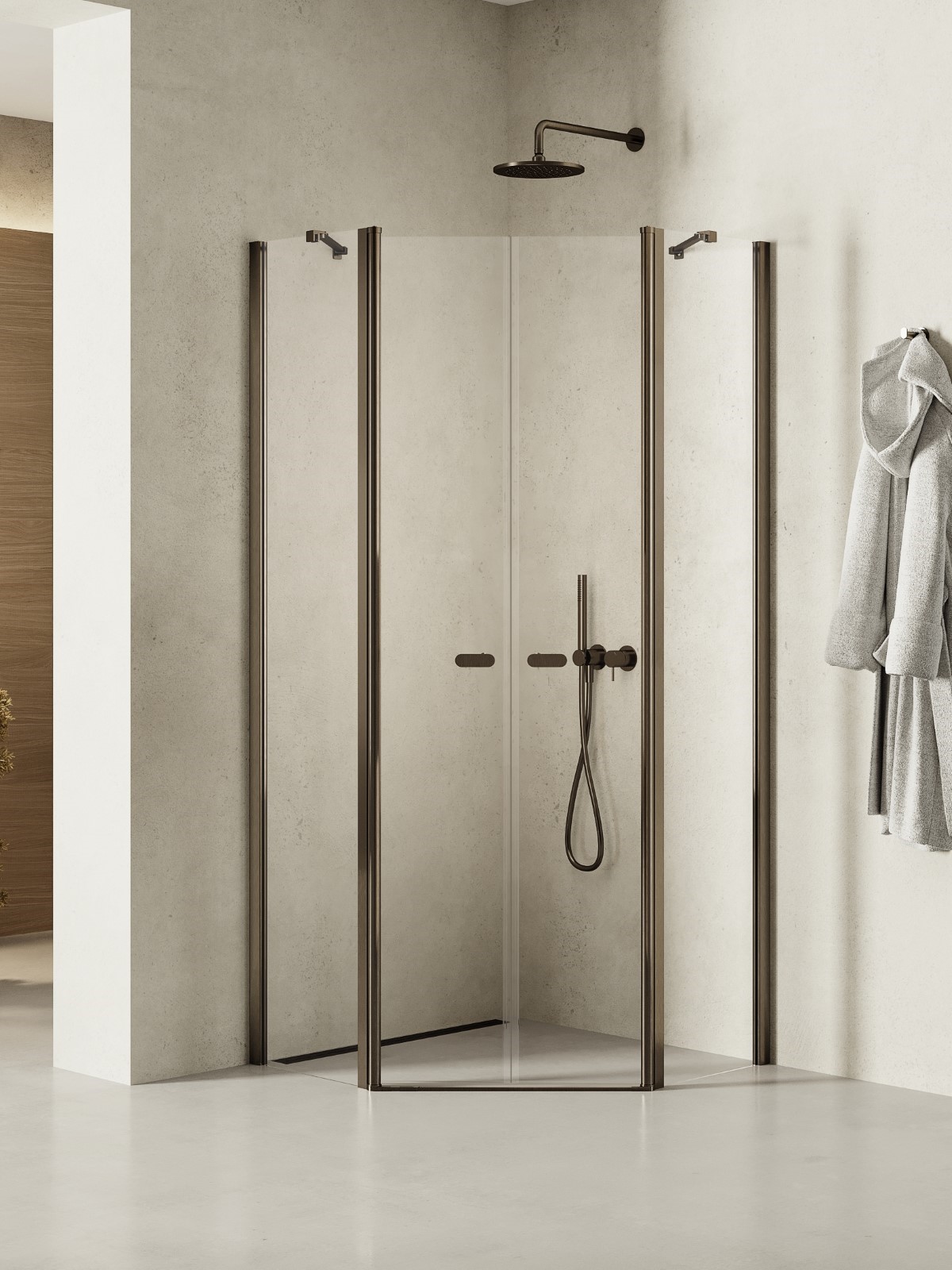 New Trendy New Soleo Gunmetal Brushed Duschkabine 90x90 cm graphit gebürstet/durchsichtiges Glas K-1712