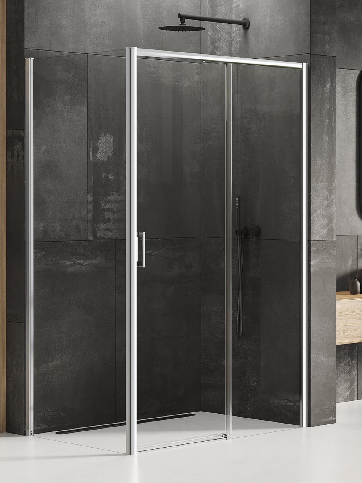 New Trendy Prime Duschkabine 150x90 cm rechteckig chrom Glanz/durchsichtiges Glas D-0309A/D-0124B