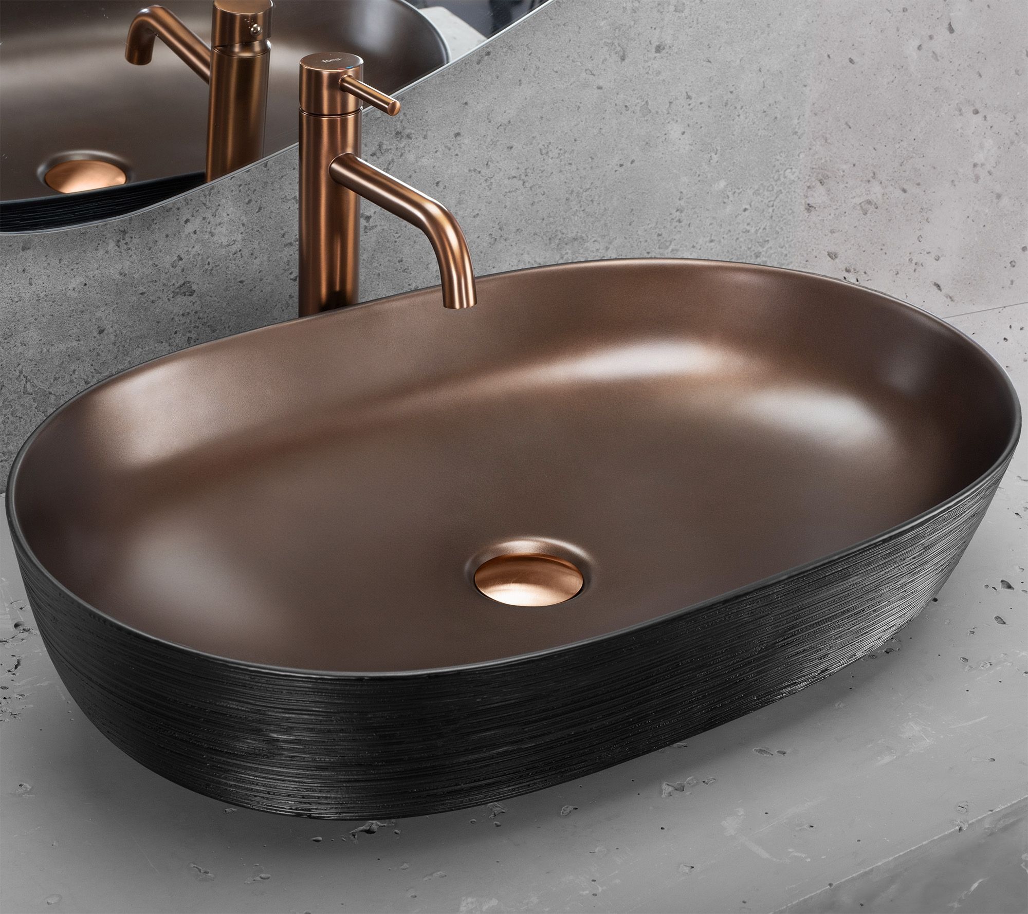 Rea Belinda Cooper Waschbecken 60.5x41 cm oval Aufsatzwaschbecken REA-U6383