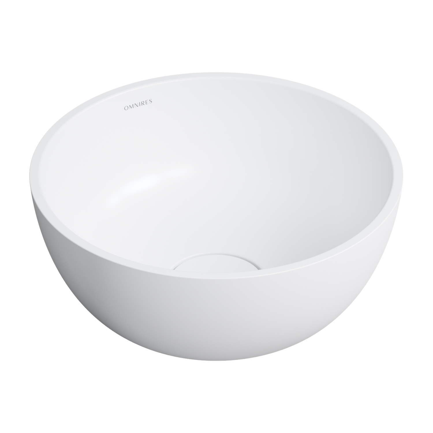 Omnires Shell M+ Waschbecken 35x35 cm rund Aufsatzwaschbecken weiß matte SHELL350UNBM