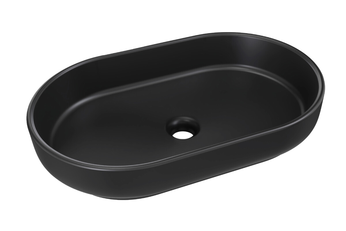 Comad River 2 Waschbecken 55x35 cm oval Aufsatzwaschbecken schwarz matte RIVER 2 BLACK MATT UN 55 ( E-6594 )
