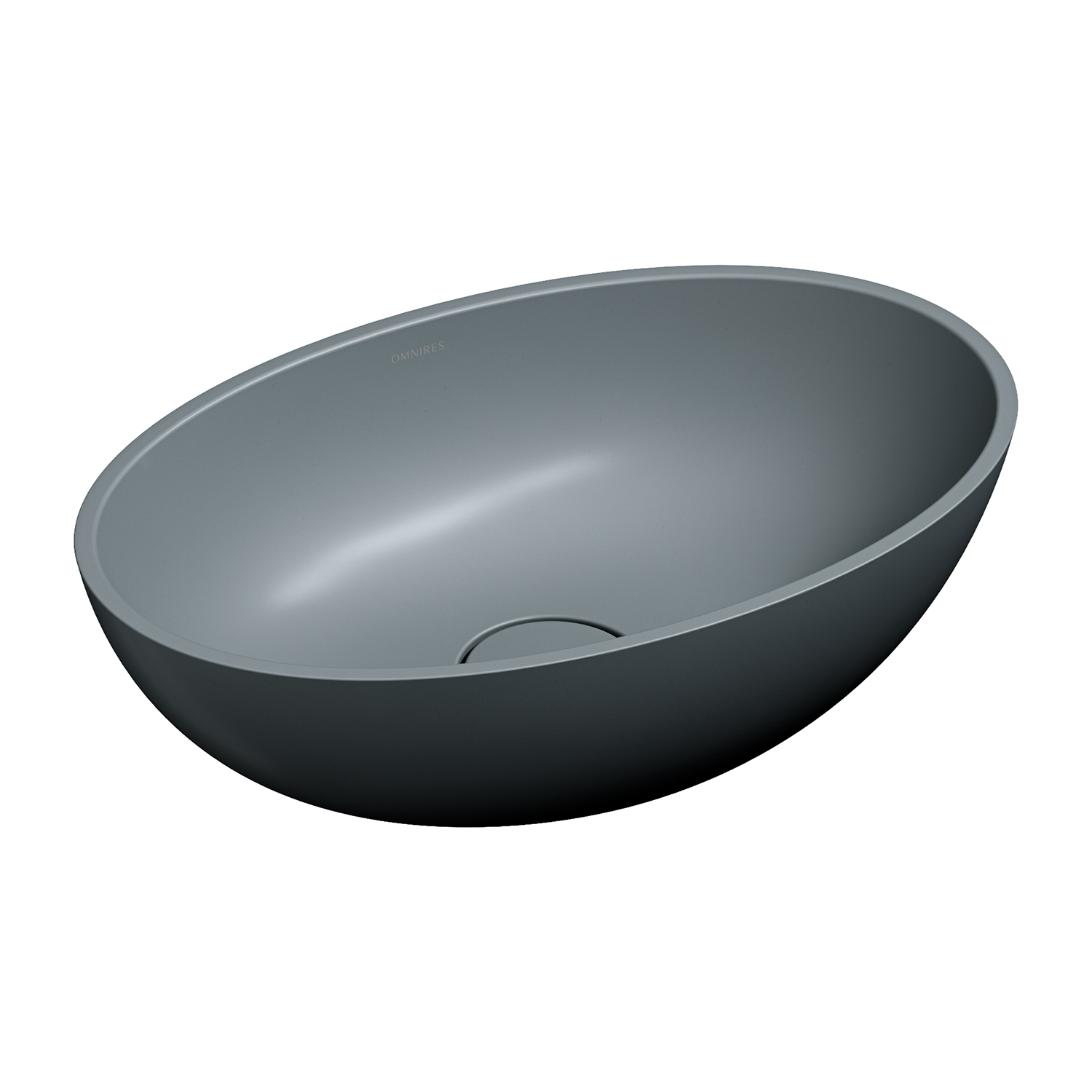 Omnires Shell M+ Waschbecken 50x32 cm oval Unterbauwaschbecken grauer Stein matte SHELL500UNAG