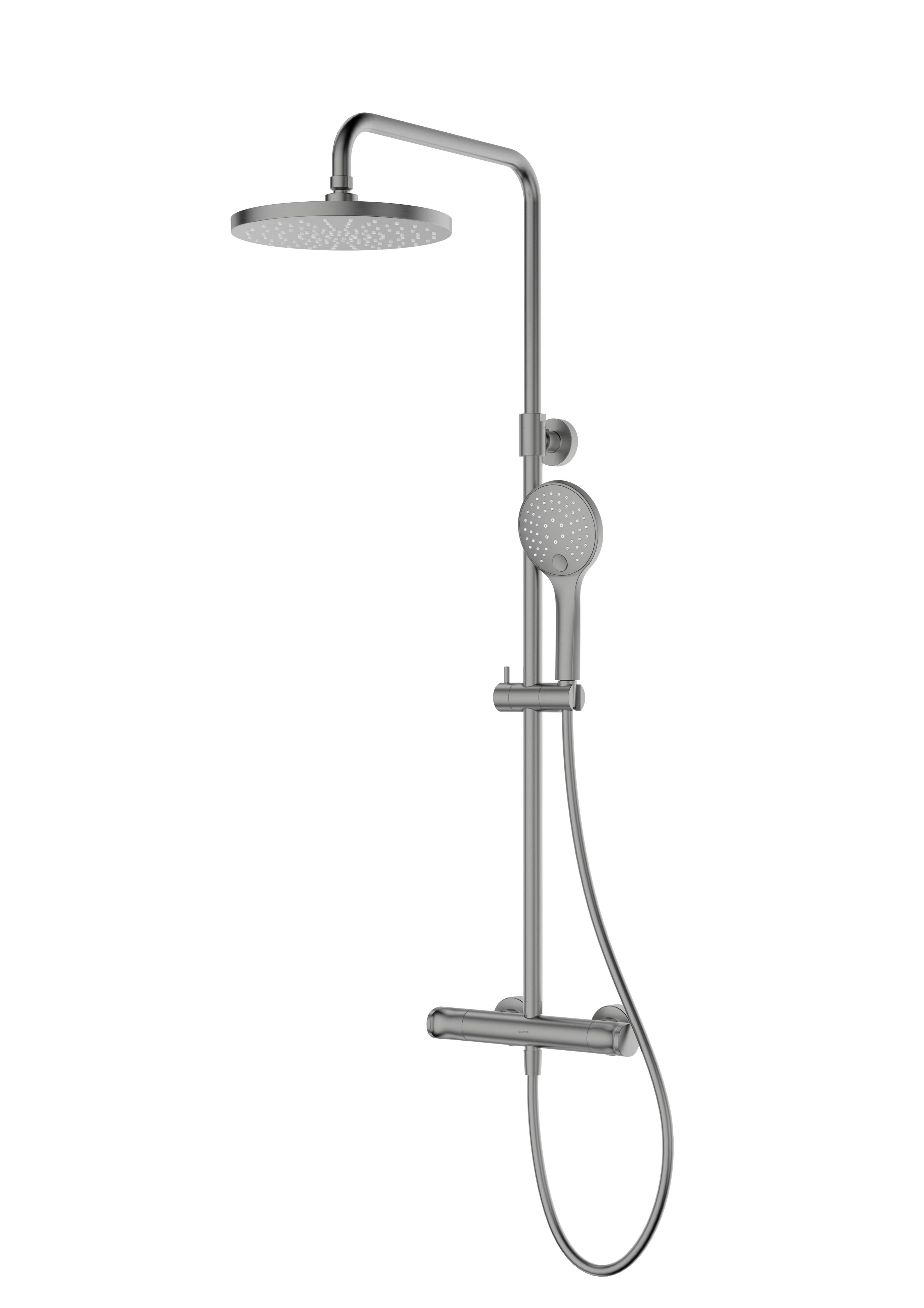Oltens Vatten Duschset Wandmontage mit Thermostat mit Kopfbrause graphit 36505400