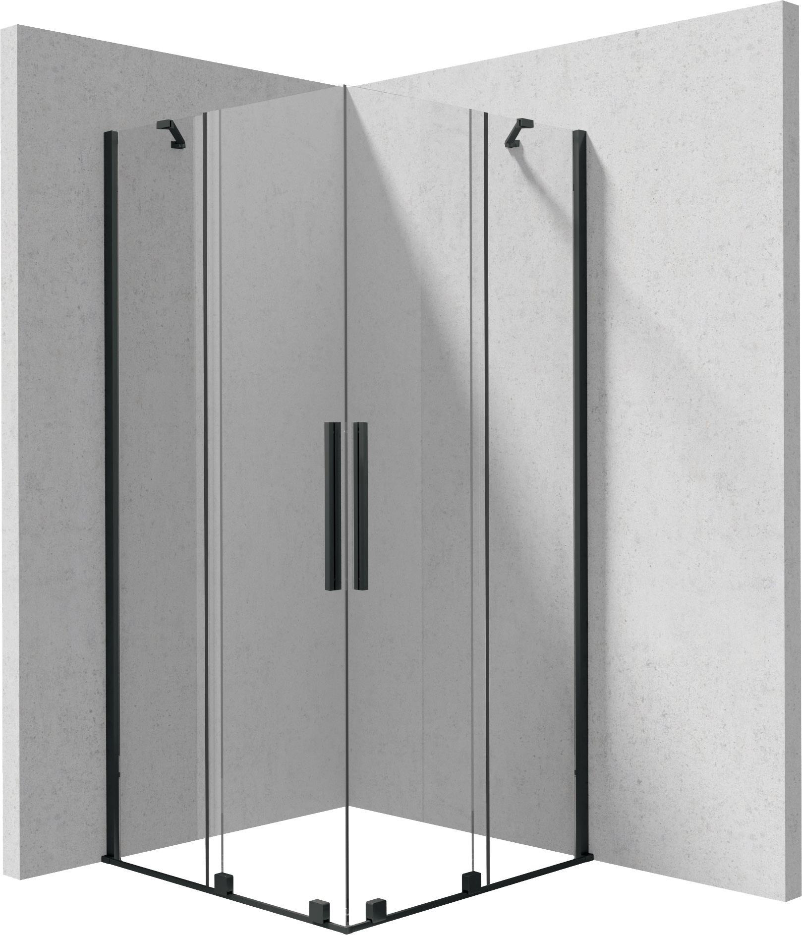 Deante Kerria Plus Duschkabine 90x90 cm quadratisch schwarz Matte/durchsichtiges Glas KPNNP09P09