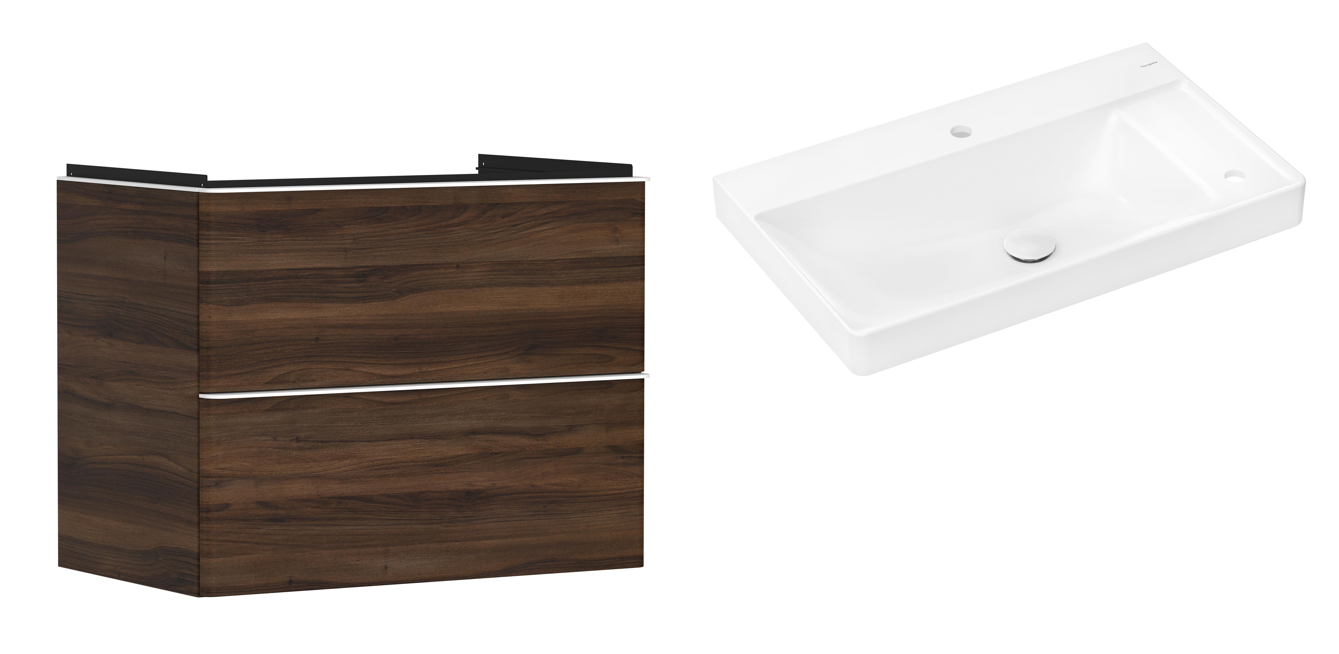 Set Badschrank Hansgrohe Xelu Q 54030700, Waschbecken Hansgrohe Xelu Q 61025450