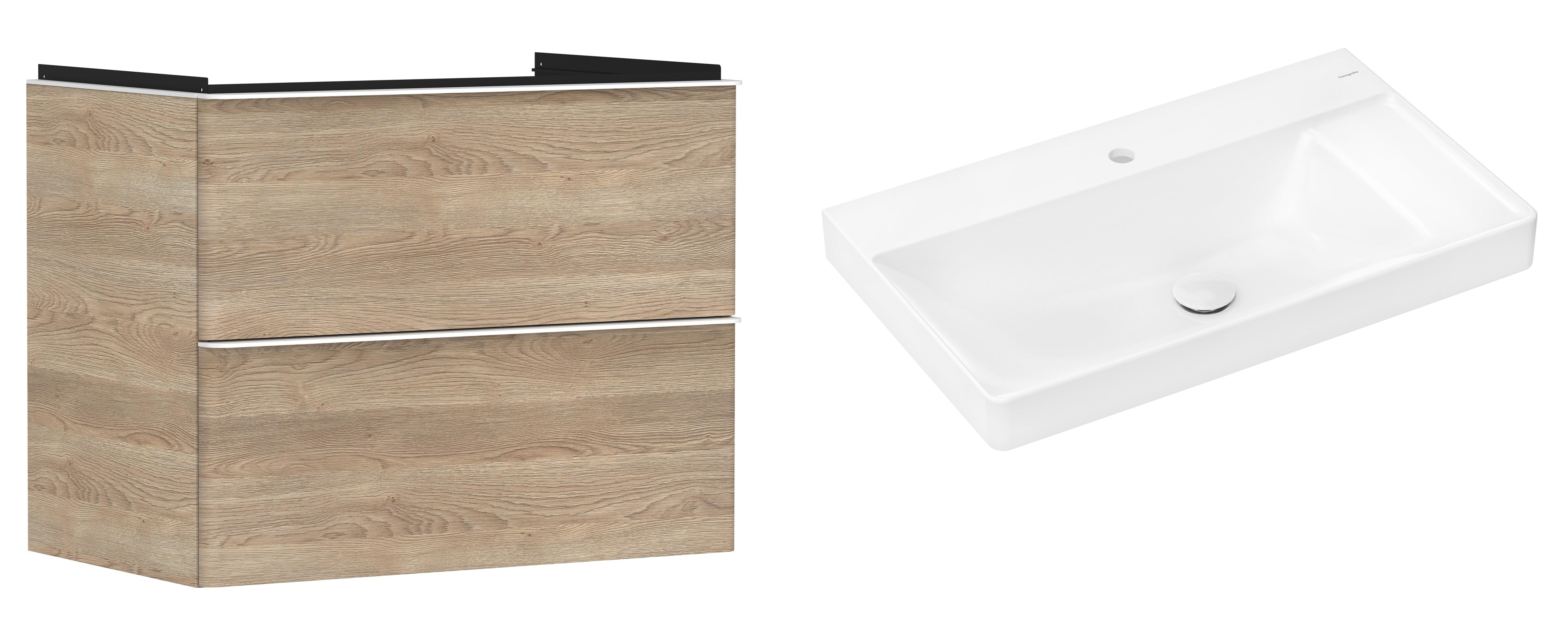 Set Unterschrank Hansgrohe Xelu Q 54029700, Waschbecken Hansgrohe Xelu Q 61024450
