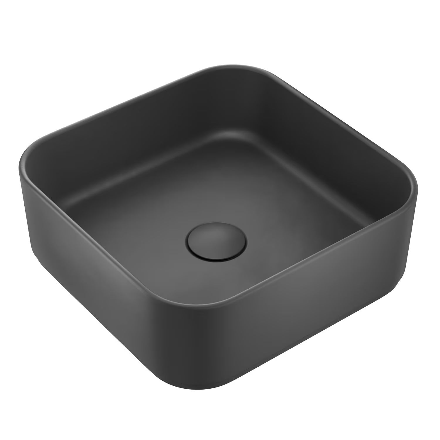 Kronenbach Cube Waschbecken 38.5x38.5 cm quadratisch Aufsatzwaschbecken schwarz matte KB144380BK