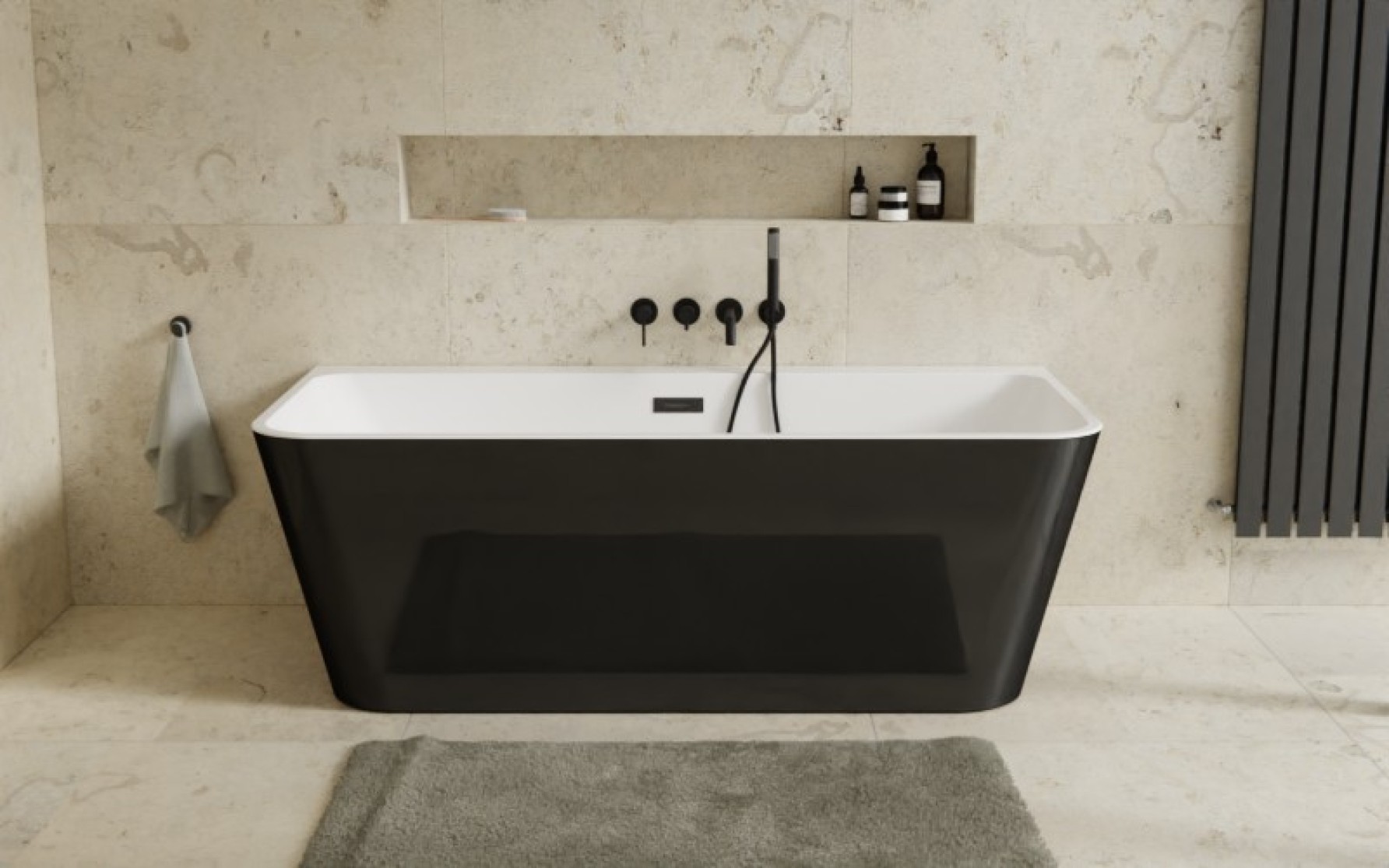 Besco Varya B&W Vorwand-Badewanne 170x80 cm rechteckig weiß-schwarz-zweifarbig #WAS-170VRMC