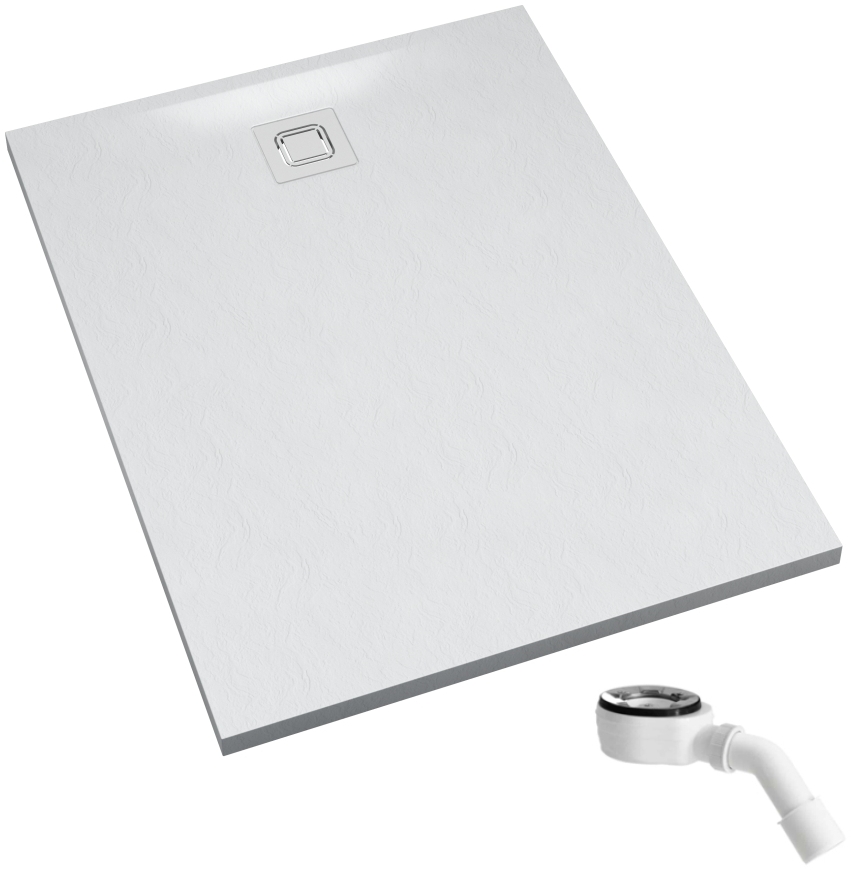 Schedpol Majestic White Stone Rechteckige Duschwanne mit Siphon 120x80 cm weiß 3.3508/B/ST-M6/B