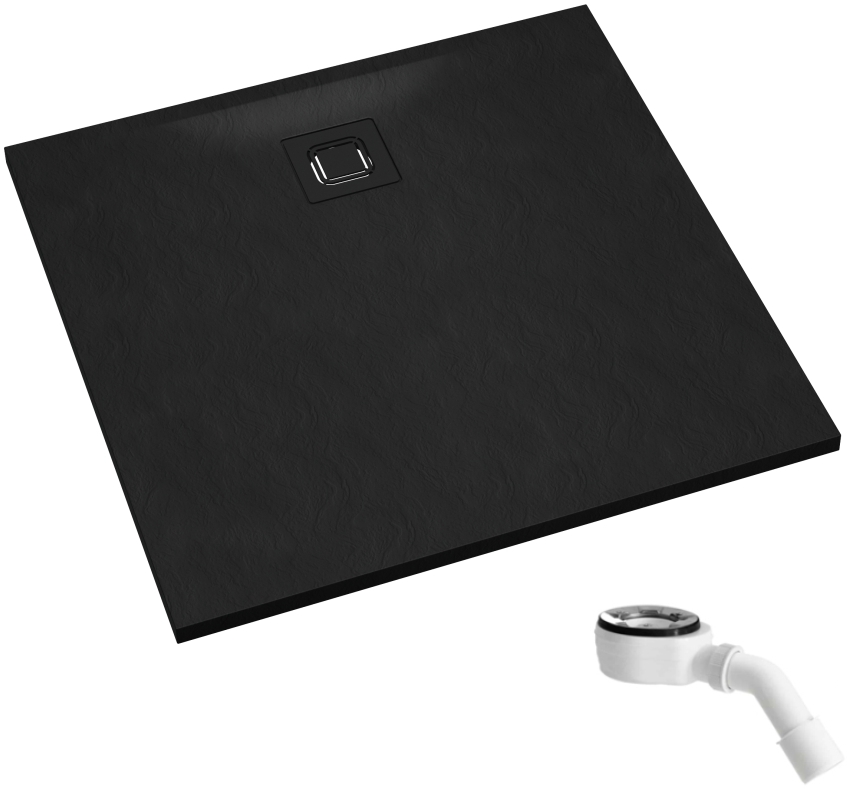 Schedpol Majestic Black Stone Piatto doccia quadrato con sifone 80x80 cm schwarz 3.3500/C/ST-M6/C