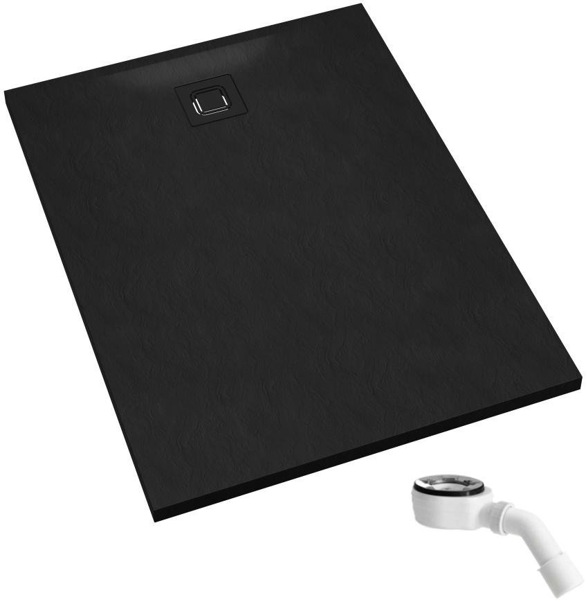 Schedpol Majestic Black Stone Rechteckige Duschwanne mit Siphon 100x90 cm schwarz 3.3515/C/ST-M6/C