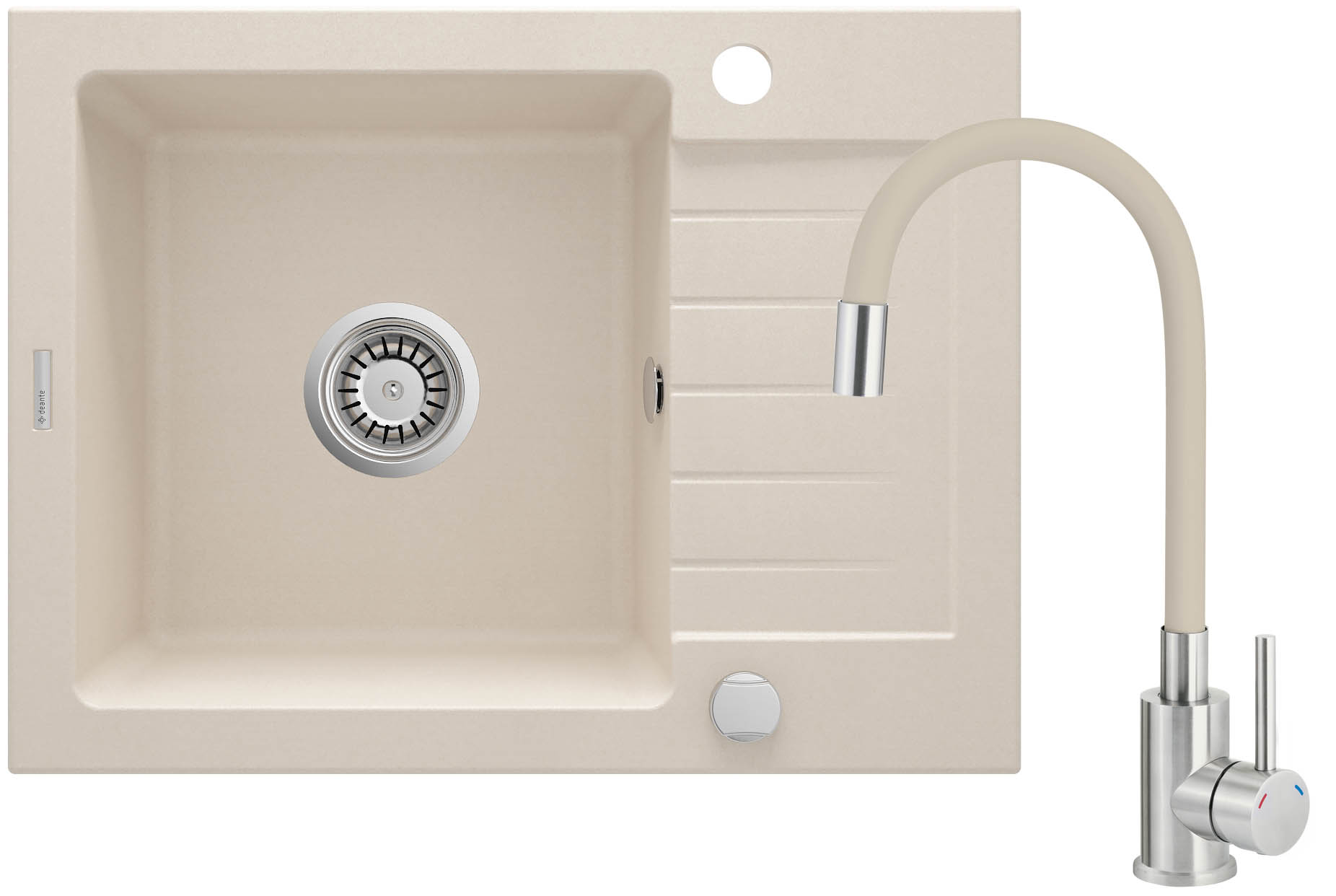 Deante Zorba Waschbecken mit Wasserhahn beige/stahl ZQZG511A