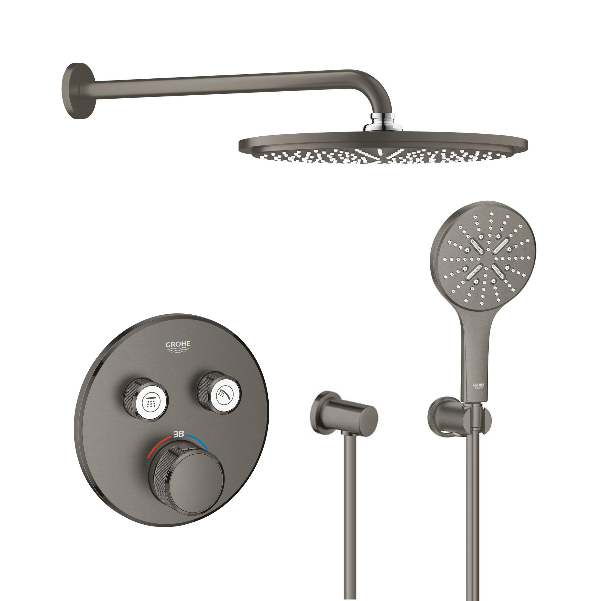 Set Kopfbrause mit Brausearm Grohe Rainshower 26066AL0, Badewannen- und Duscharmatur Grohe Grohtherm SmartControl 29119AL0, 26574AL0, 27057AL0, 27074AL0, 28362A01
