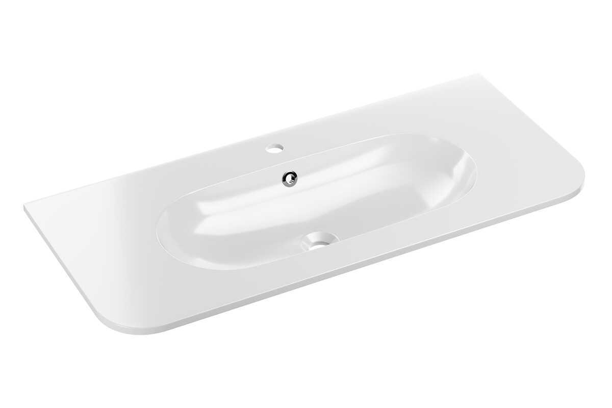 Comad Pure Waschbecken 100x46 cm halbrund Möbel weiß glanz PURE WHITE GLOSS UM 100-46